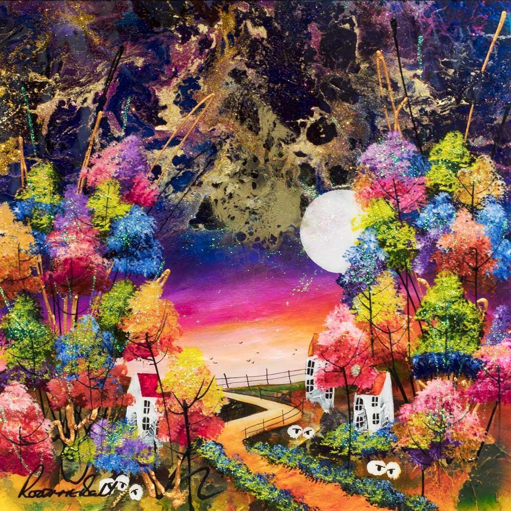 Original Moonlit Walk Painting - Handmade Wall Art for Living Room, Bedroom & Office Decor - Perfect Gift for Home & Interior Design