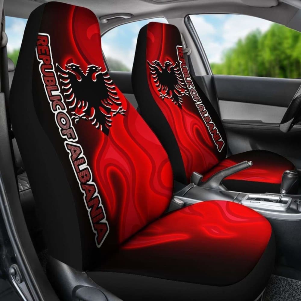 Premium Albania Car Seat Covers - Albanian Flame Design (15