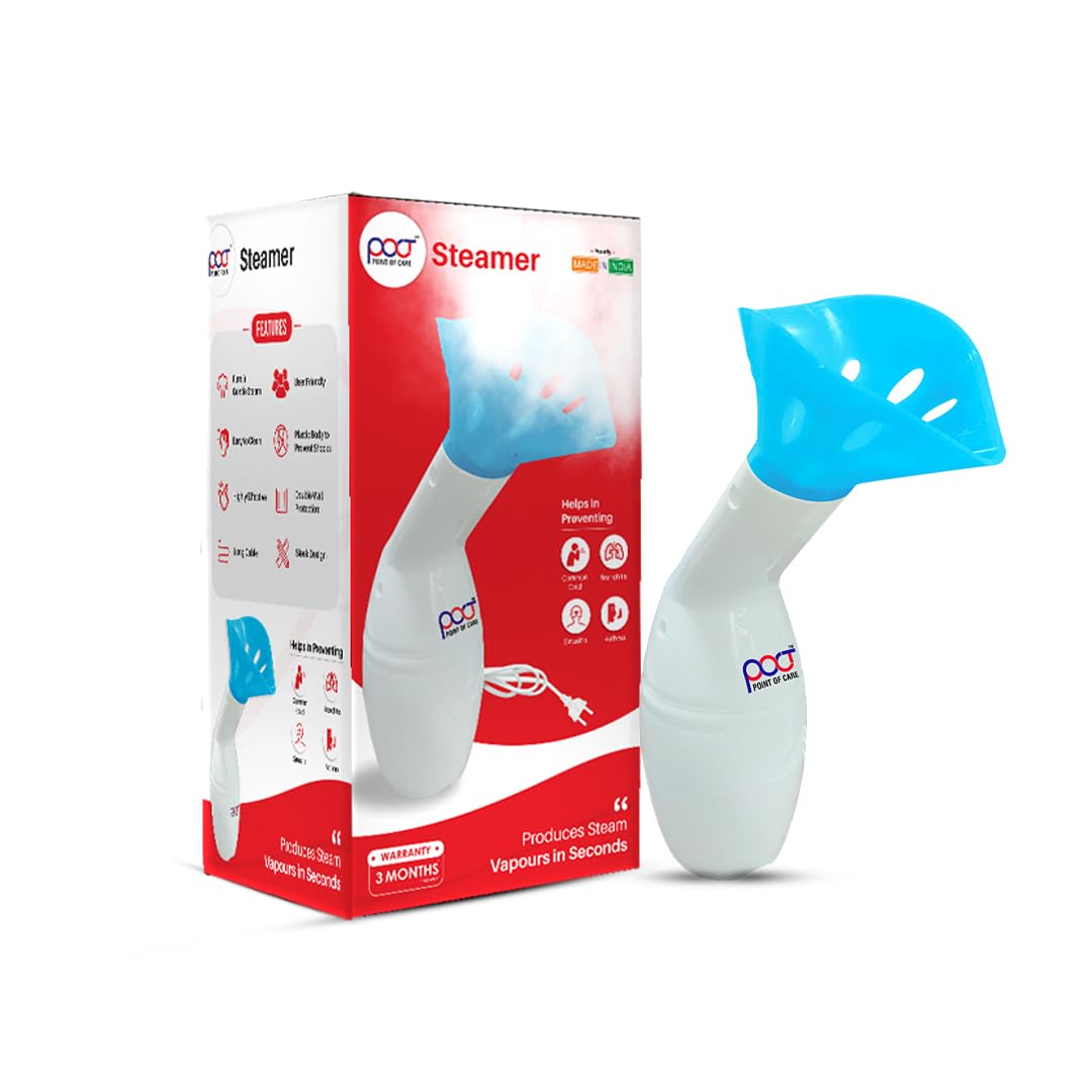 Portable POCT Steamer for Cold & Cough Relief - Facial Steam Inhaler & Vaporizer Machine with Adjustable Settings (White) - Perfect for Home Use, Spa Treatments, and Respiratory Therapy