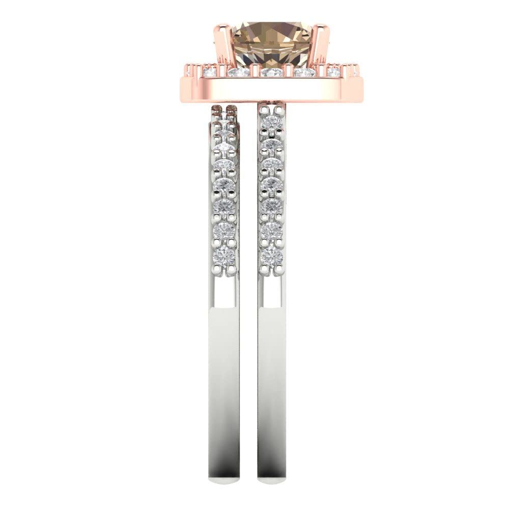 2ct Round Cut Halo Solitaire Moissanite Engagement Ring - 14k White & Rose Gold Wedding Band Set for Women | Promise, Anniversary & Bridal Jewelry Gift | Perfect for Proposals, Weddings & Special Occasions