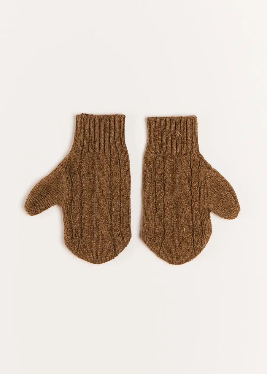 Brown Cable Knit Mittens for Men & Women - Warm Winter Gloves for Outdoor Activities (Sizes S, L) - Perfect for Skiing, Hiking, and Cold Weather Fashion
