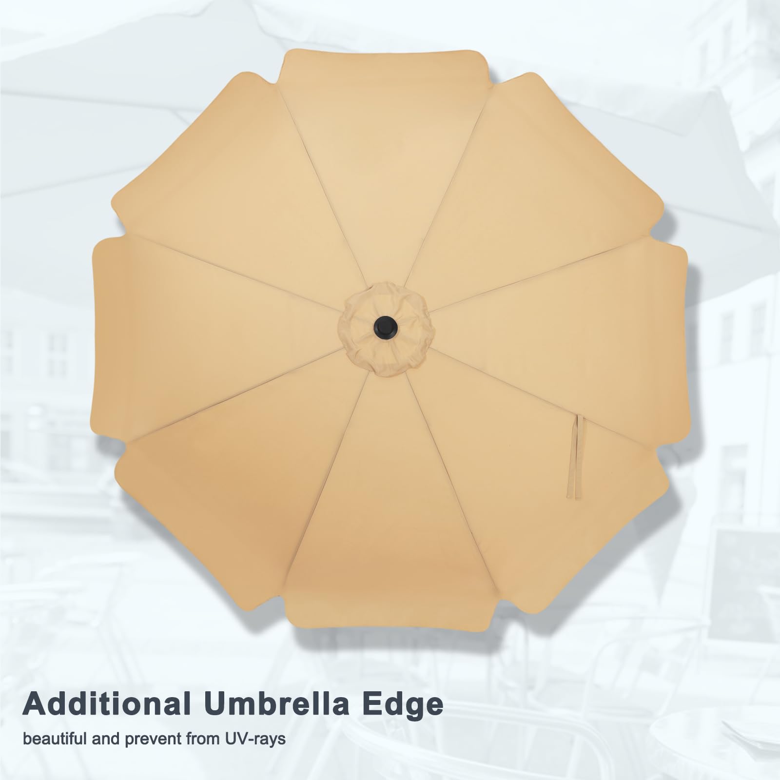 MASTERCANOPY 9ft Patio Umbrella with 8 Ribs - Khaki Outdoor Table Umbrella for Restaurant, Poolside & Backyard - Sun Shade Market Umbrella for Outdoor Dining & Relaxation
