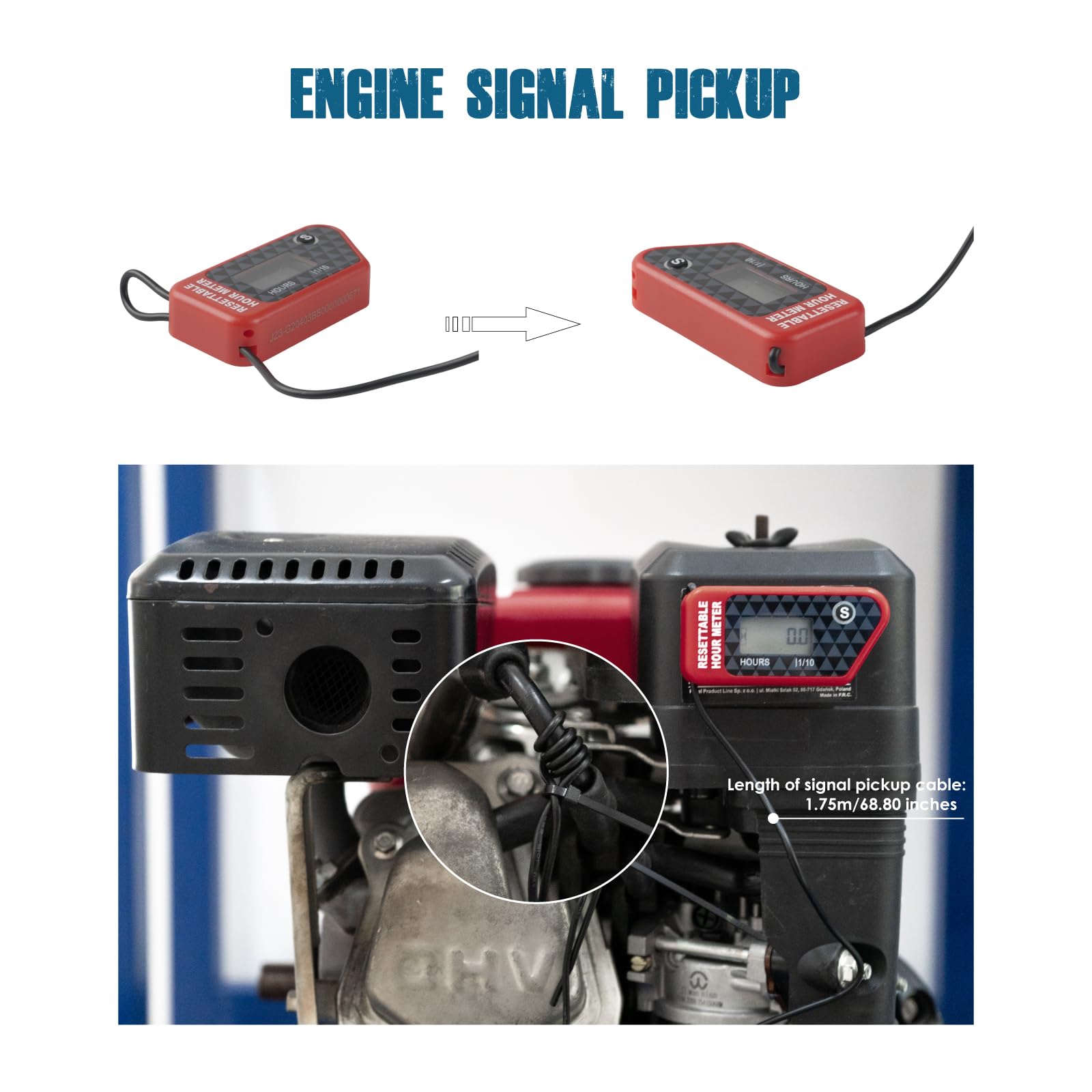 Runleader Digital Maintenance Hour Meter - Resettable Job Timer & Service Interval Reminder for Lawn Mowers, Generators, Marine Engines, ATVs, Outboard Motors, Snowblowers, Compressors & Gas Powered Equipment (Red) - Track Engine Hours for Maintenance Scheduling & Equipment Monitoring