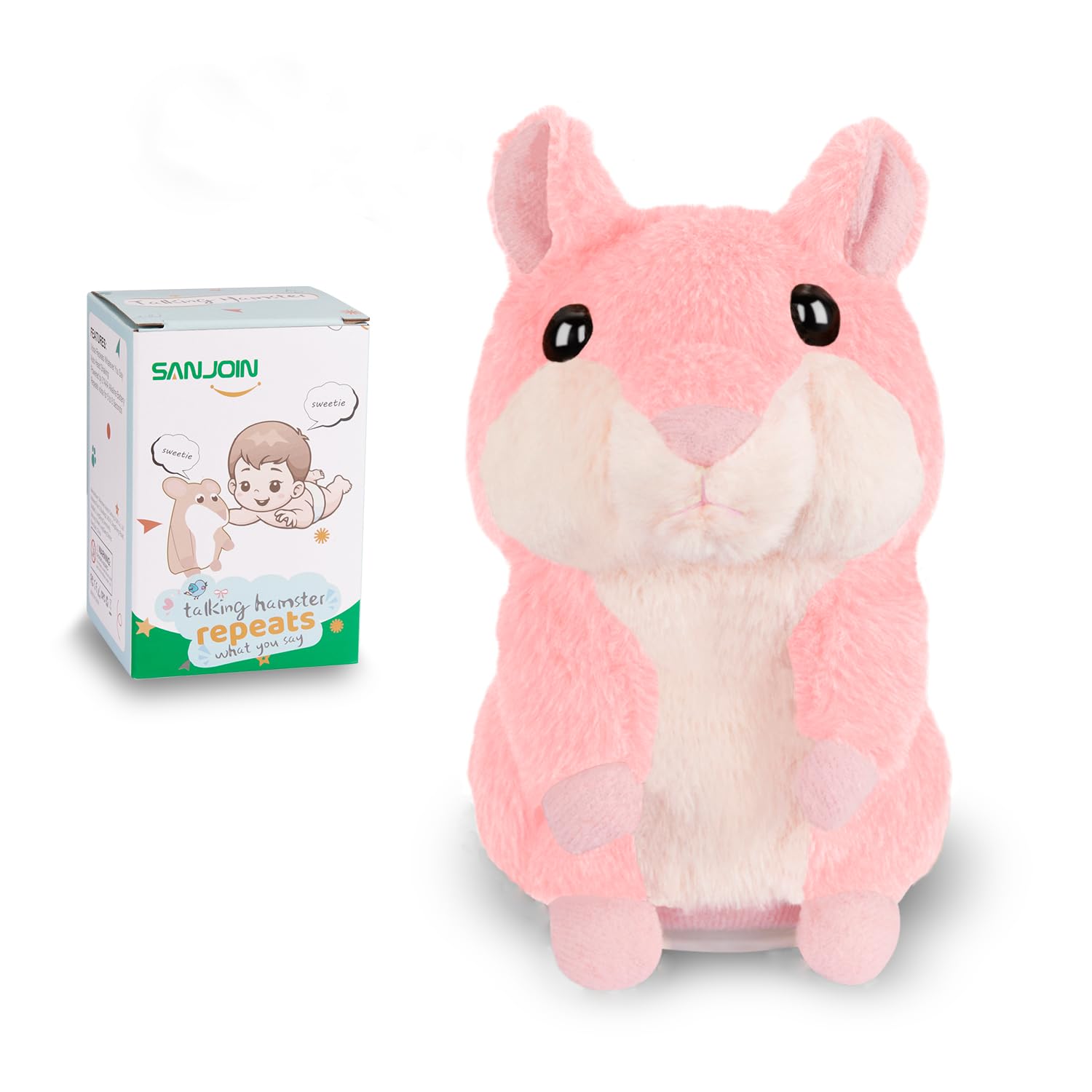 Interactive Talking Hamster Repeats What You Say - Fun Educational Plush Toy for Toddlers Ages 2-8 | Cute Birthday Gift for Boys & Girls | Perfect for Playtime, Learning & Sensory Development (Pink)