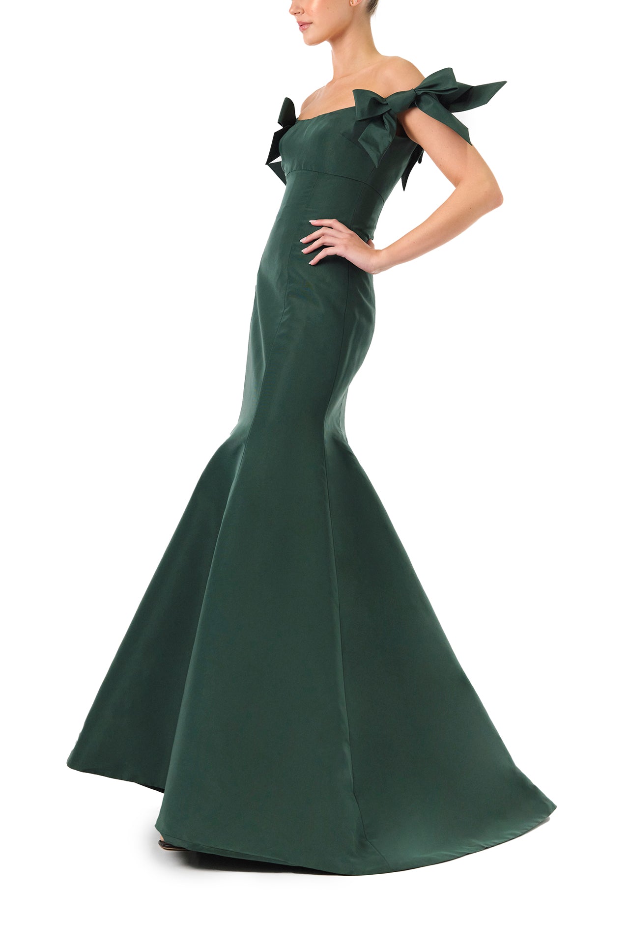 Elegant Bow Sleeve Trumpet Gown for Women - Formal Evening Dress for Prom, Wedding & Special Occasions