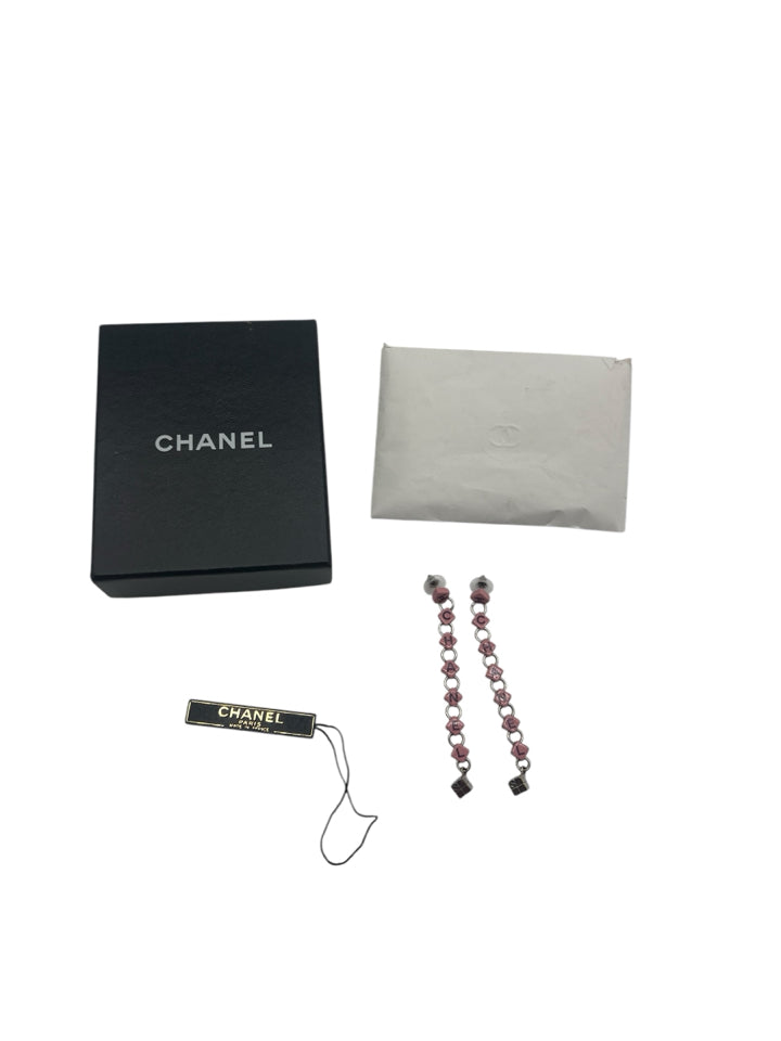 Chanel Pink Logo Dice Dangle Earrings for Women - Fashion Luxury Statement Jewelry for Party, Date Night & Special Occasions