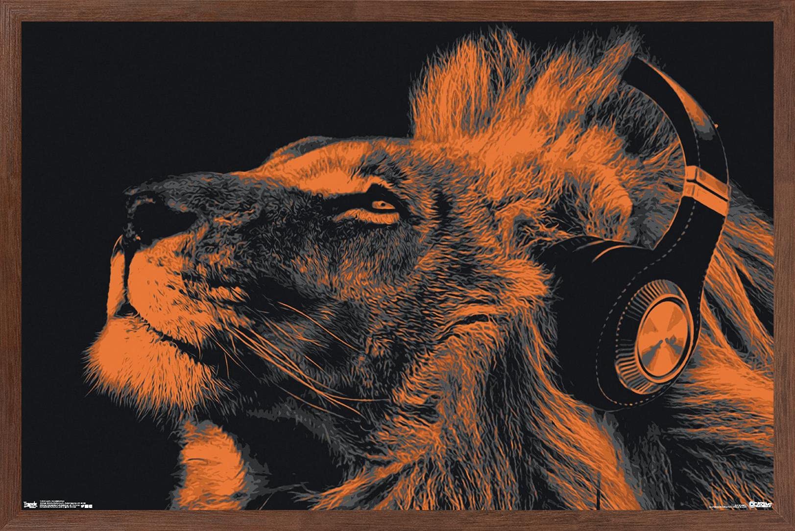 Trends International Lion Wearing Headphones Wall Art Poster - 14.725