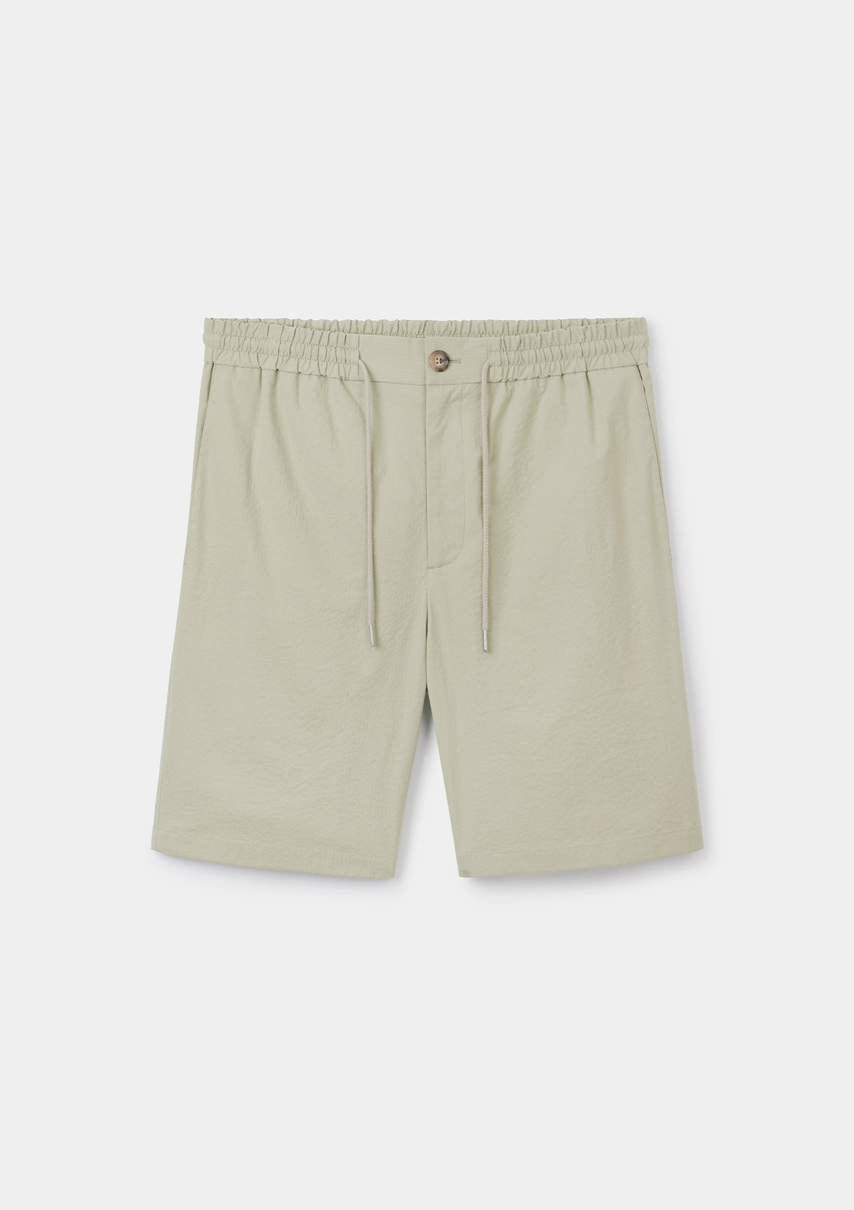 Breathable Sage Seersucker Cotton Drawstring Shorts for Men - Comfortable Casual Summer Wear for Beach, Travel & Lounging