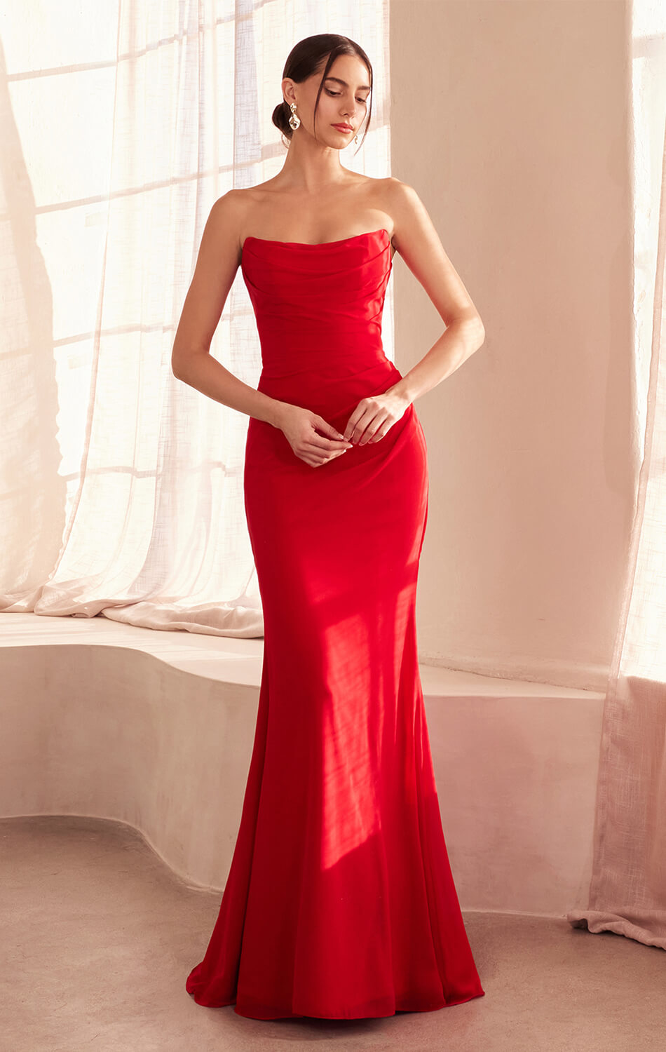 Elegant Chiffon Strapless Long Gown - Perfect for Prom, Evening Parties & Formal Events