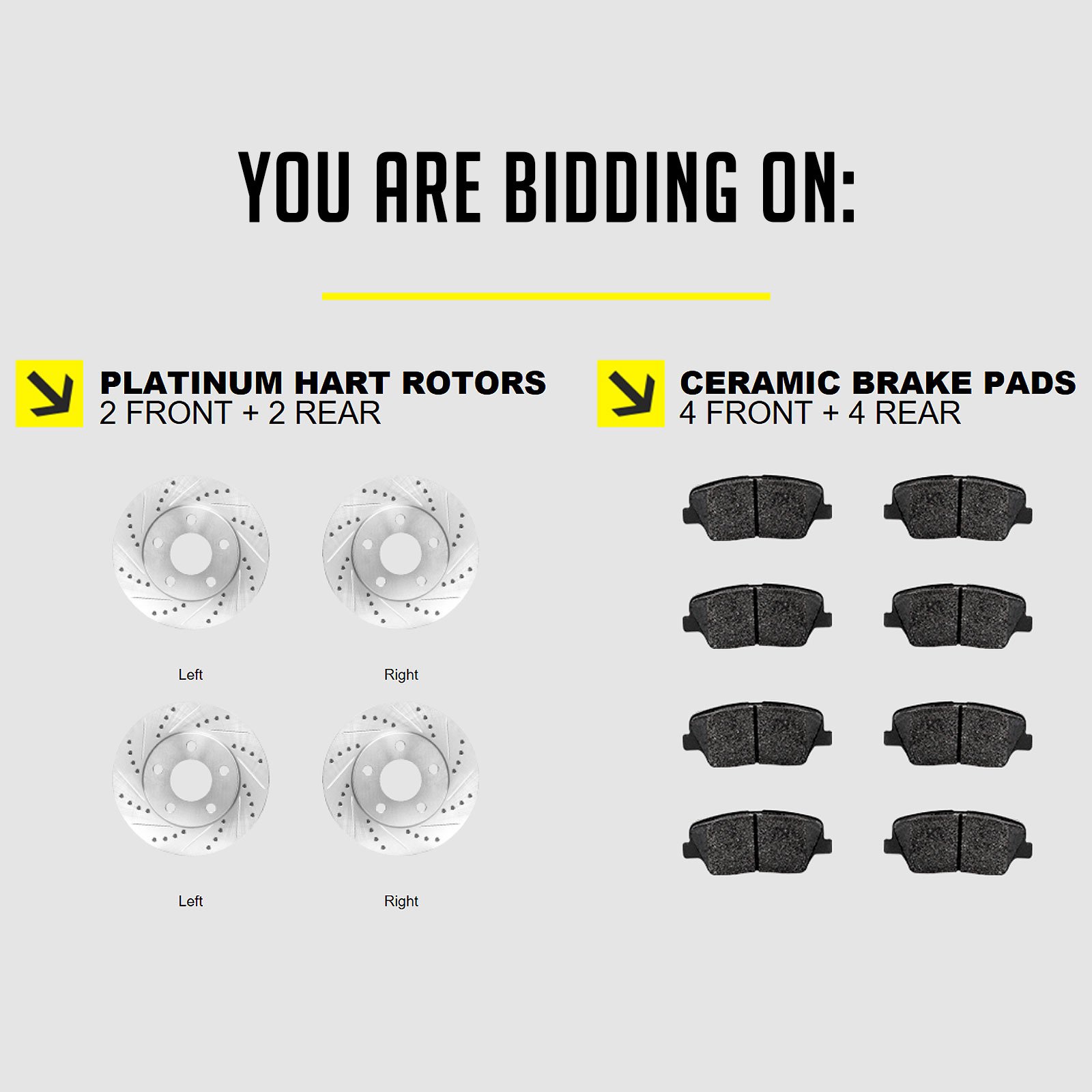 Hart Premium Ceramic Brake Pads & Rotors Kit - Front & Rear Brake Set for 2001-2007 Chrysler Town & Country, Dodge Caravan & Grand Caravan | Smooth Stopping Power for Highway & City Driving
