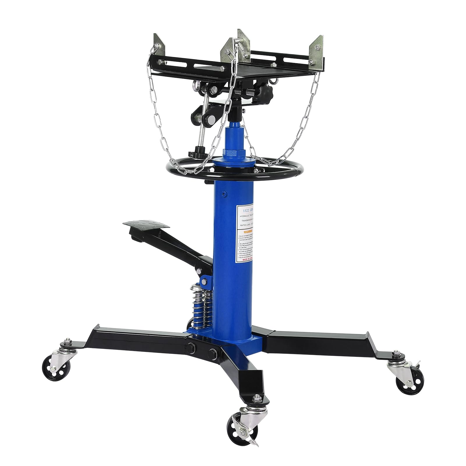 GARVEE 1322lbs Heavy Duty Transmission Jack Lift with Anti-Slip Rubber Pad - 2 Stage Adjustable Telescoping Hydraulic Jack for Car Repair - High Lift Dual Telescopic Jacks Hoist with Foot Pedal (33.8