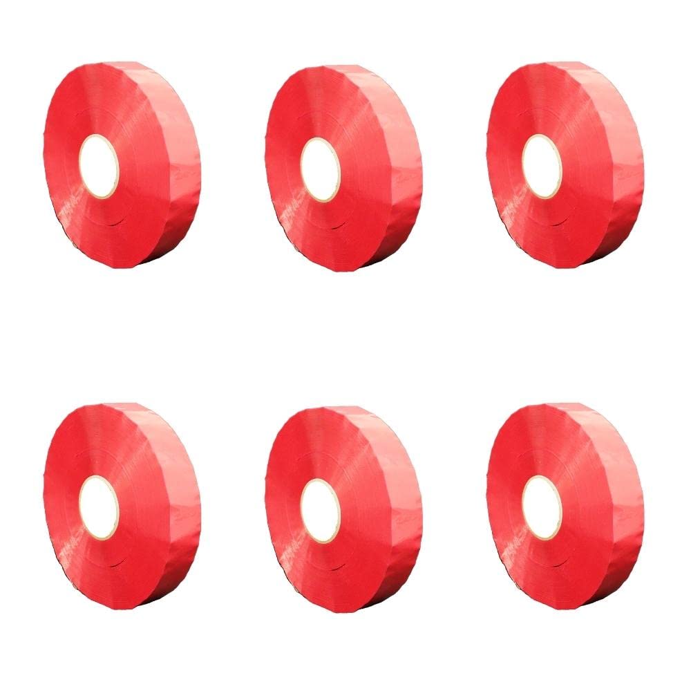 PSBM 2 Inch x 1000 Yards Red Packing Tape - 6 Pack Colored Shipping Tape for Machine Dispensers | Heavy Duty Commercial & Industrial Packaging Tape | Perfect for E-commerce, Warehouse, and Logistics Shipping