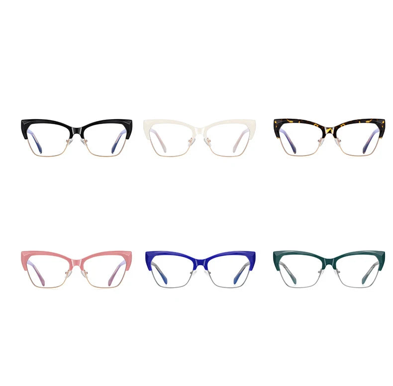 CCspace Unisex Full Rim Square Cat Eye Titanium Eyeglasses Frame - Lightweight & Durable TR90 Material - Perfect for Work, Reading & Fashion (Model 57454)