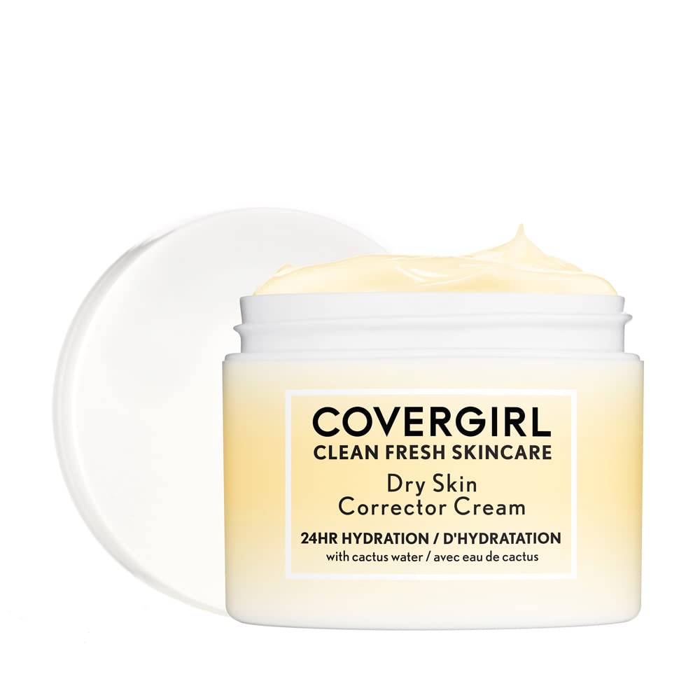 COVERGIRL Clean Fresh Skincare Dry Skin Corrector Cream - Hydrating Moisturizer for Dry & Sensitive Skin, Pack of 2 | Day & Night Use for Smooth, Glowing Complexion
