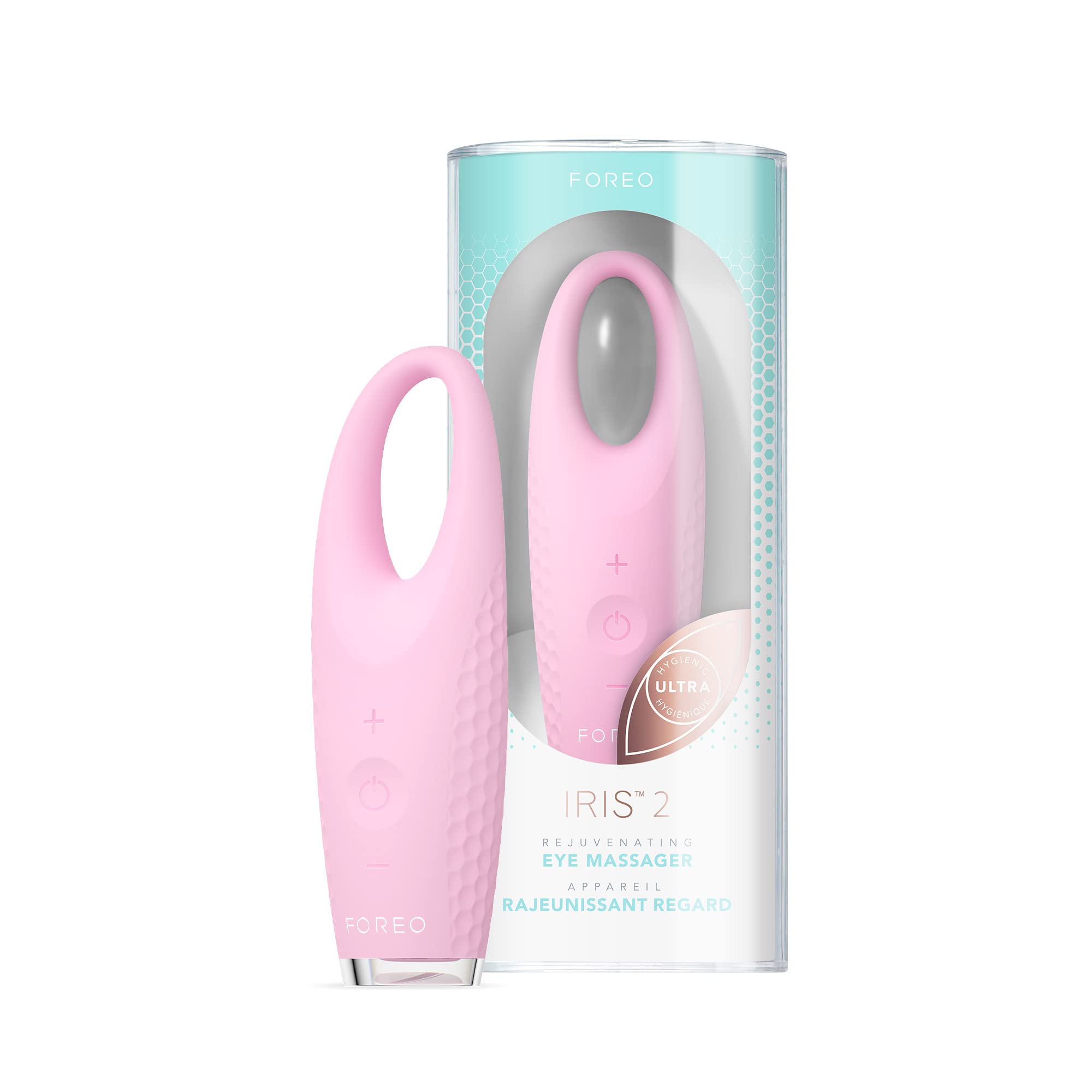 FOREO IRIS 2 Eye Massager for Dark Circles, Puffiness & Wrinkles - Anti-Aging Eye Treatment with Hygienic Silicone - Pearl Pink - Perfect for Morning Routine & Travel Skincare