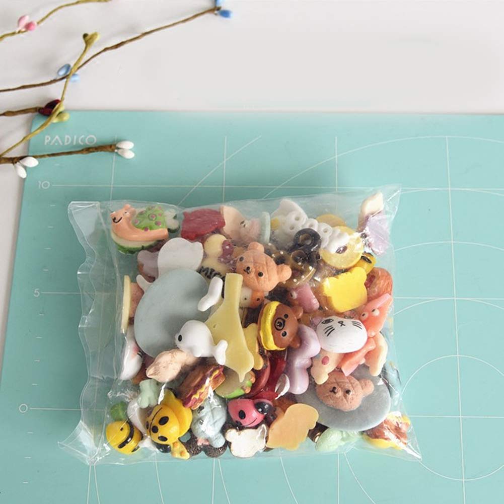 100 Pcs Magik Slime Bread Candy Flatbacks - Resin Flat Back Scrapbooking Charms for DIY Crafts (Assorted Animals & Cartoon Designs) - Perfect for Scrapbooking, Jewelry Making, and Kids' DIY Projects