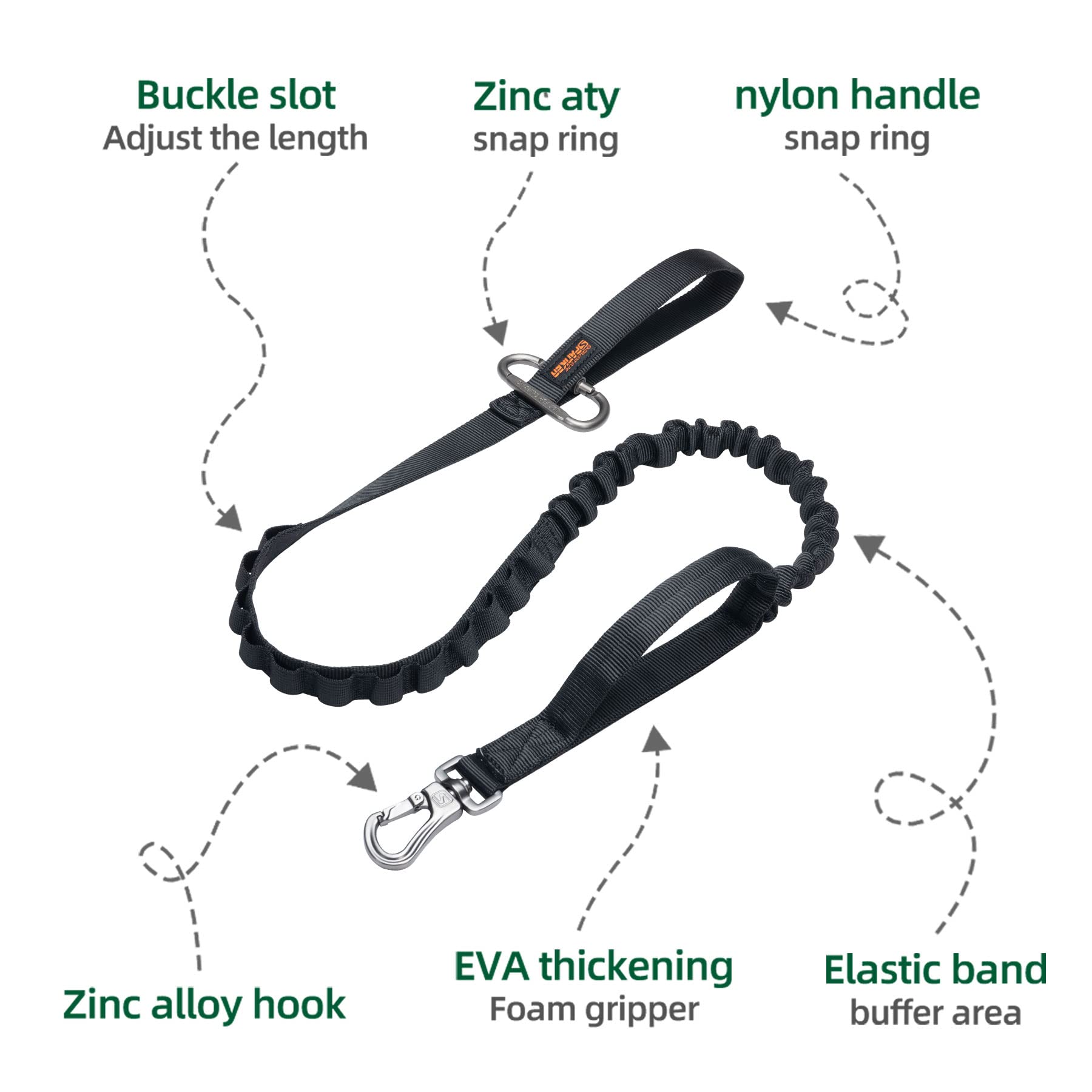 Tactical Dog Collar for Medium Dogs - Adjustable Nylon K9 Military Collar with Bungee Leash - Perfect for Training, Hiking & Outdoor Adventures
