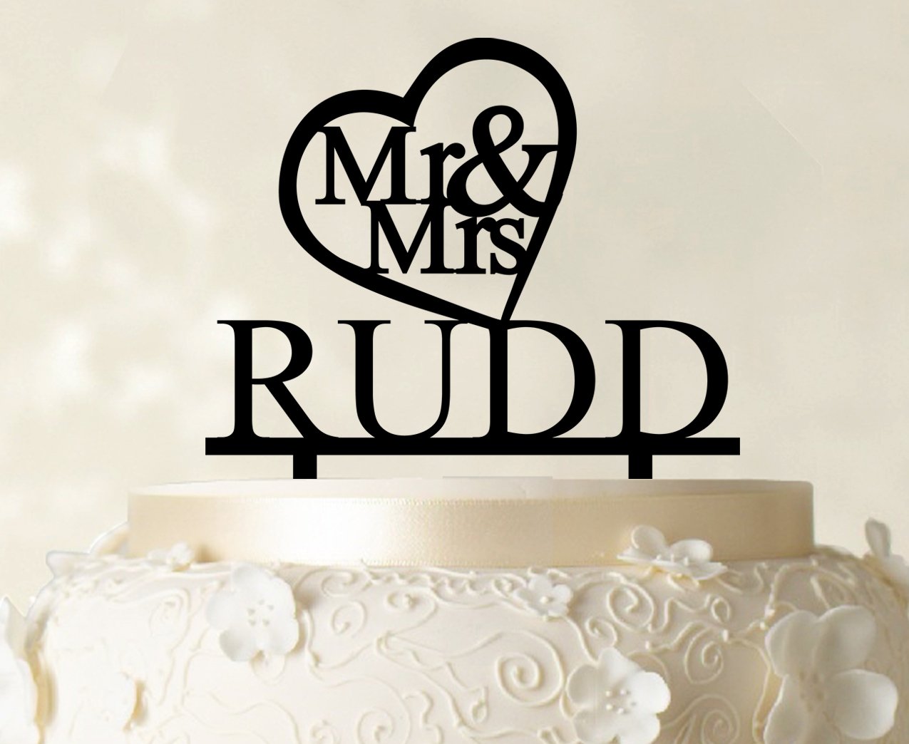 Personalized Mr and Mrs Wedding Cake Topper - Mirror Gold Cake Decorations (5