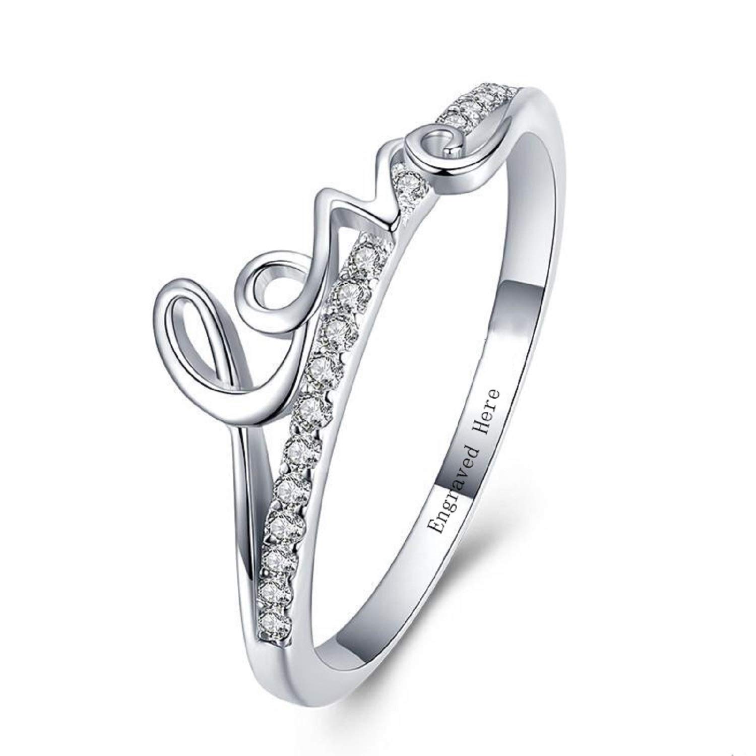 Romantic Moissanite Diamond Engagement Ring for Women - Custom Engraved Wedding Band, Anniversary & Birthday Gift - Perfect for Proposals, Weddings, and Special Occasions
