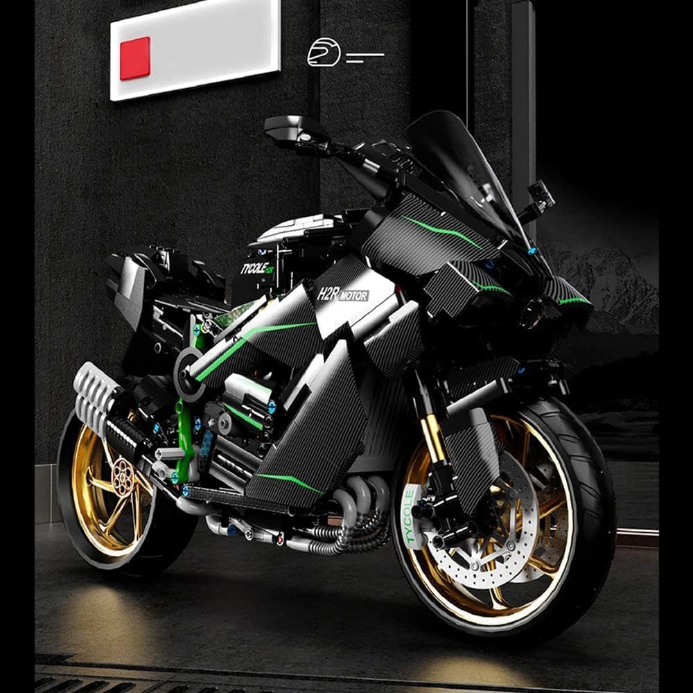 Technik Moto Building Blocks for Kawasaki H2R - 1858 Piece Motorcycle Construction Set, Collectible Vehicle Model Kit, Perfect Gift for Kids & Adults - Great for STEM Learning, Creative Play & Display