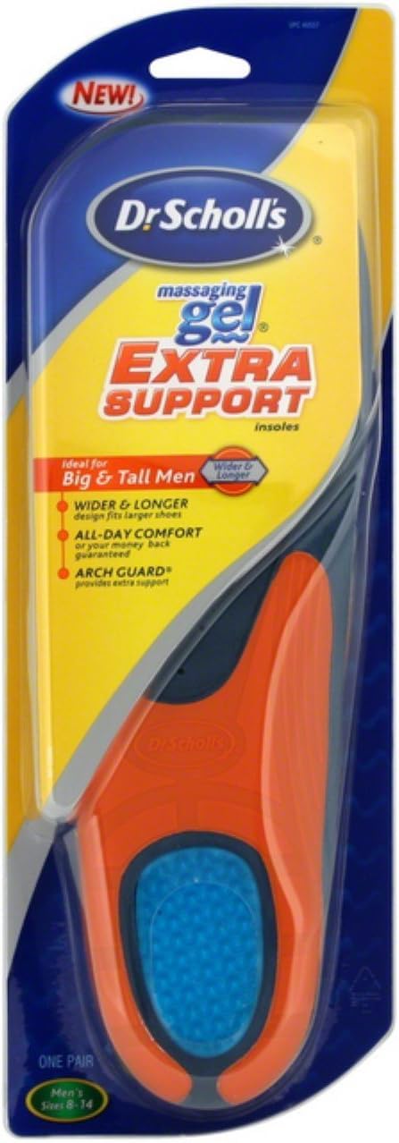 Dr. Scholl's Massaging Gel Extra Support Insoles for Men - Comfort & Pain Relief (Sizes 8-14, 10-Pack) - Ideal for Work Boots, Running Shoes & All-Day Wear