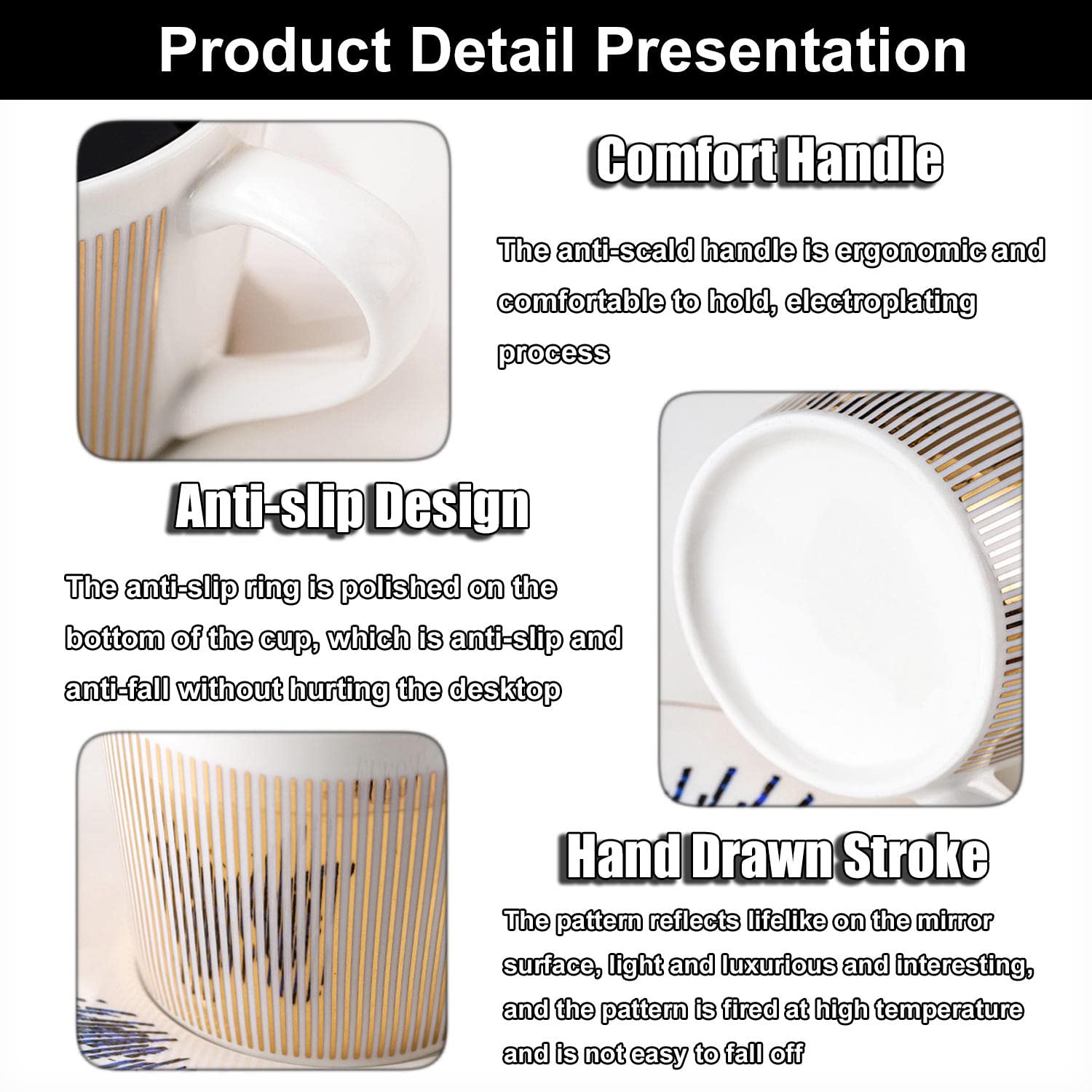 8 oz Mirror Reflection Coffee Cup & Saucer Set - Illusion Anamorphic Ceramic Mug with Moving Reflection - Perfect for Gifts, Home Decor, and Unique Coffee Drinking Experience