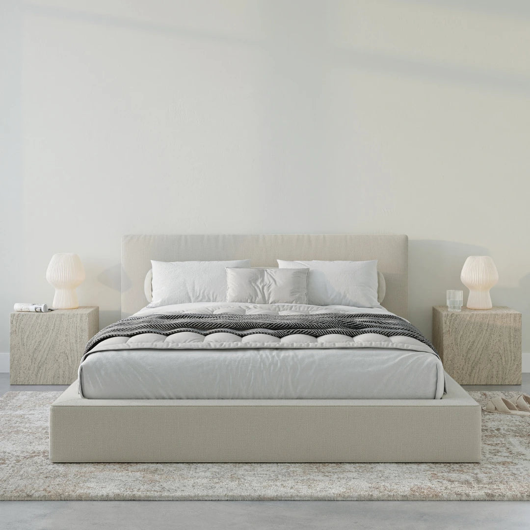 Premium Ultra Bed Set - Sturdy Bed Frame with Upholstered Headboard | Modern Bedroom Furniture for Master & Guest Rooms | Dune