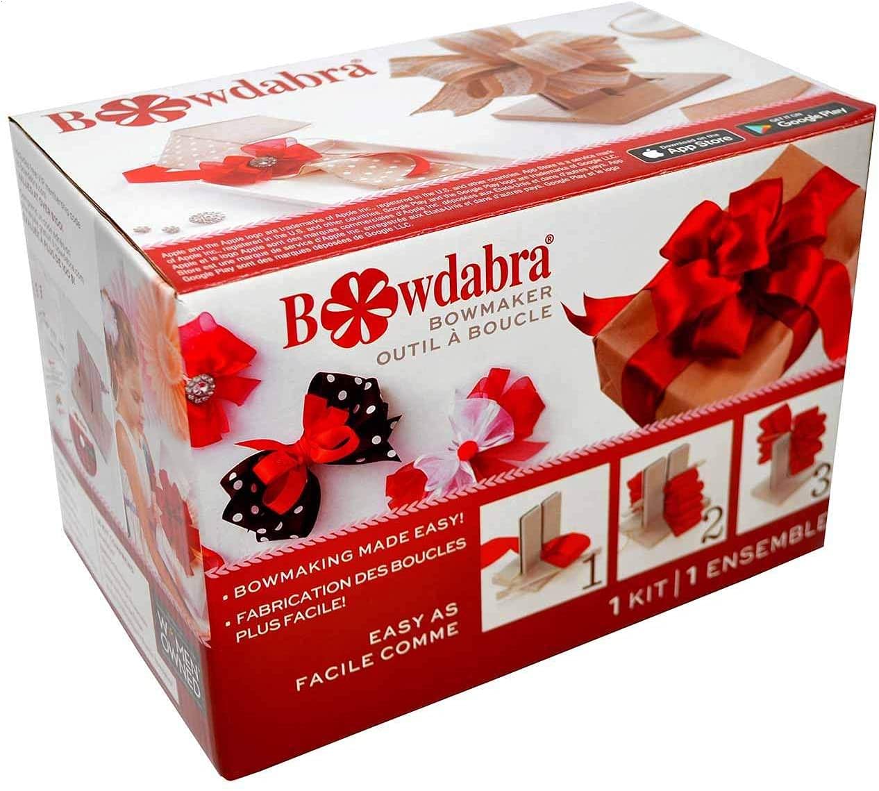 Bowdabra Bow Maker and Craft Tool Kit - Gray Designer Set for DIY Gift Wrapping, Hair Bows, Floral Arrangements & Home Decor