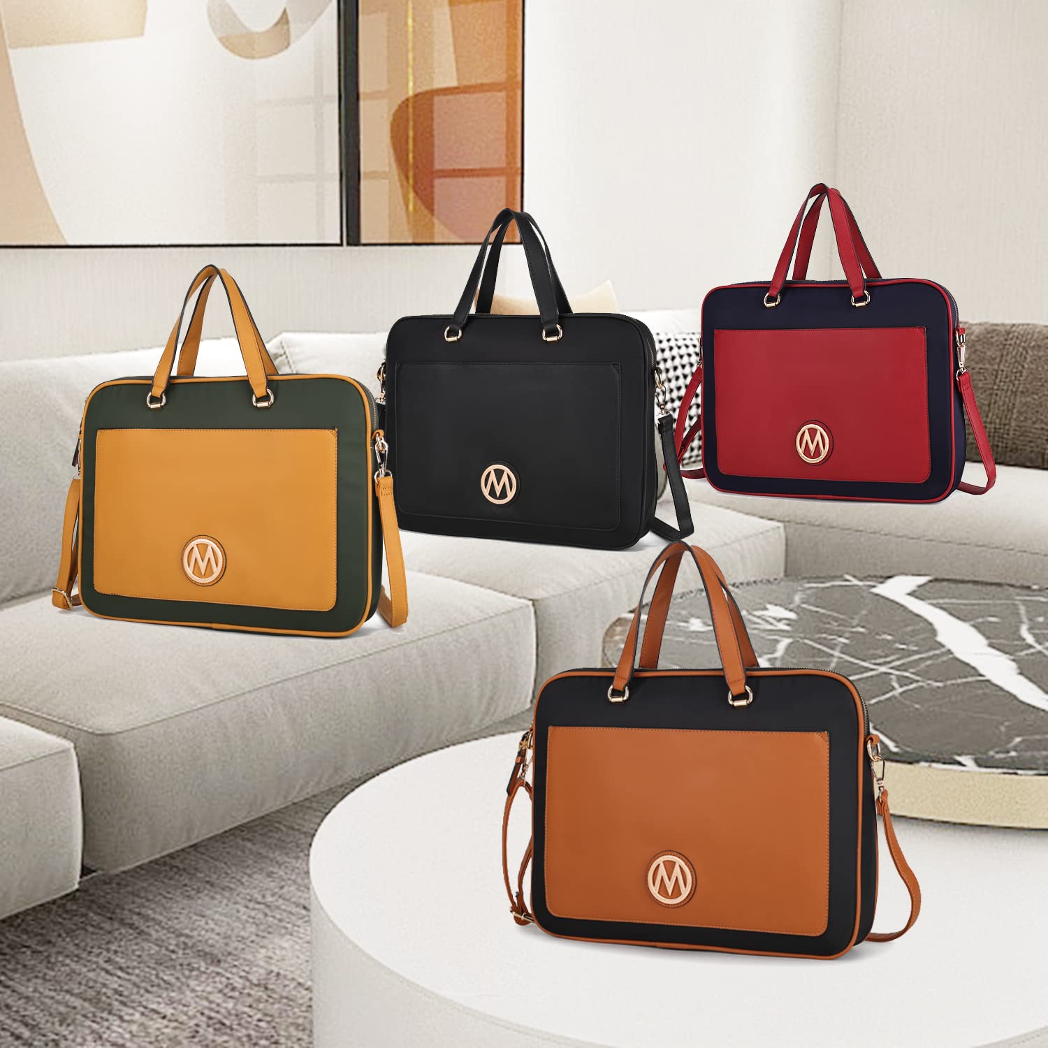 MKF Collection Lightweight 14 Inch Laptop Shoulder Bag for Women - Stylish Messenger Bag, Work Briefcase & Computer Case - Perfect for Office, Business Travel & College Use