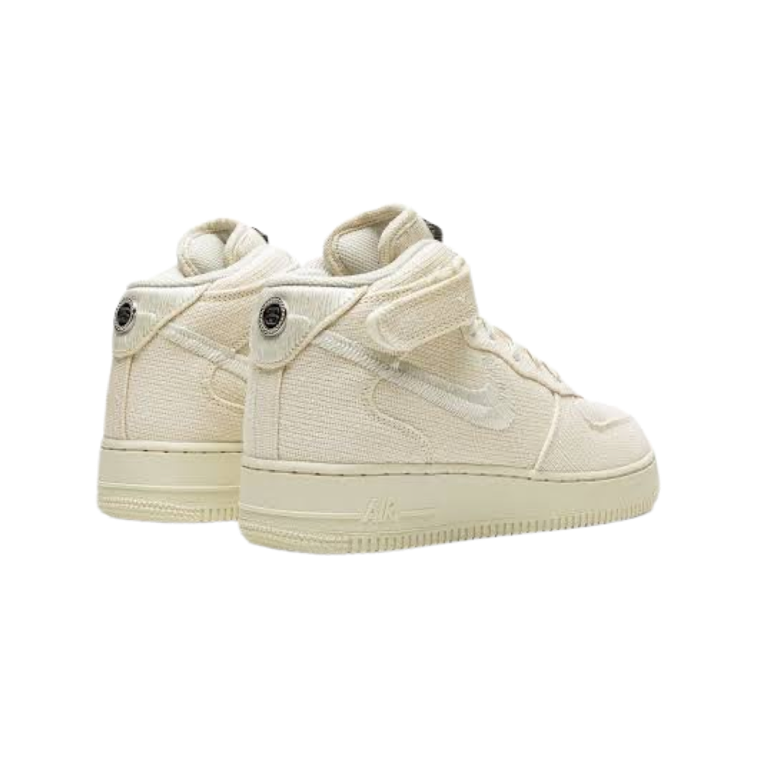 Nike x Stussy Air Force 1 '07 Mid SP Fossil Sneakers - Limited Edition Men's Basketball Shoes for Streetwear & Casual Wear