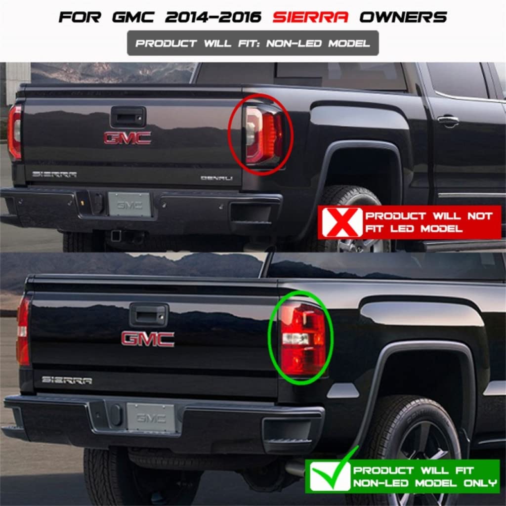 GMC Sierra 2500/3500 HD 2014-2016 LED Tail Lights Pair - Black Smoke (ALT-YD-GS14-LBLED-BSM) | Upgrade Your Truck's Style & Safety | Perfect for Night Driving & Custom Builds