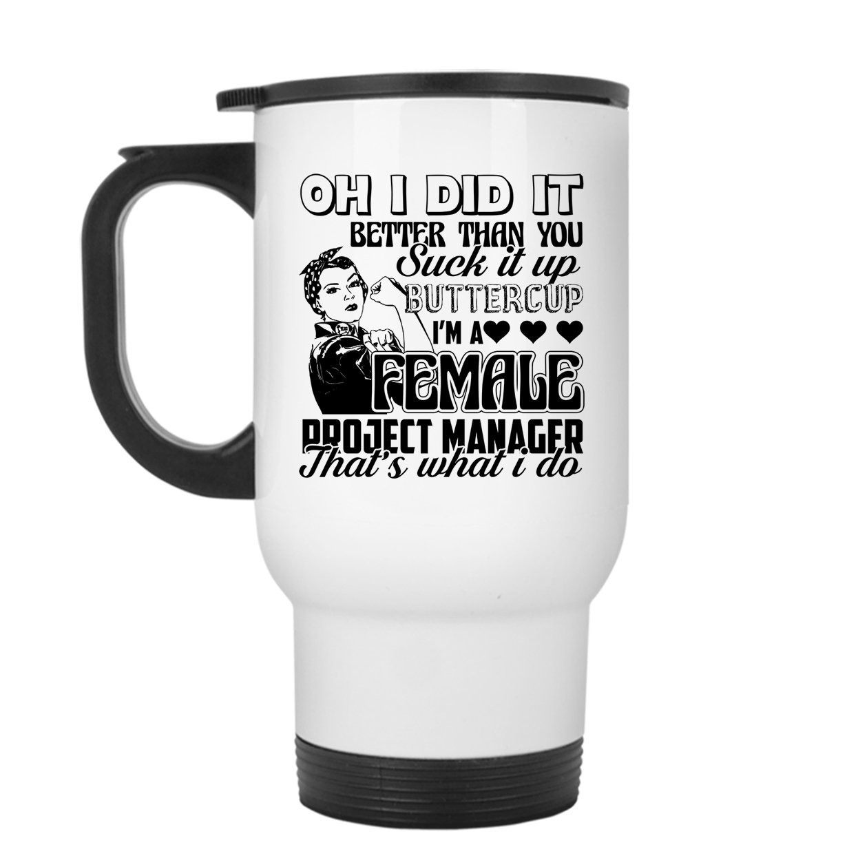 Project Manager Travel Mug - Stainless Steel Insulated Coffee Cup for Women - White - Perfect for Office, Commuting & Outdoor Adventures