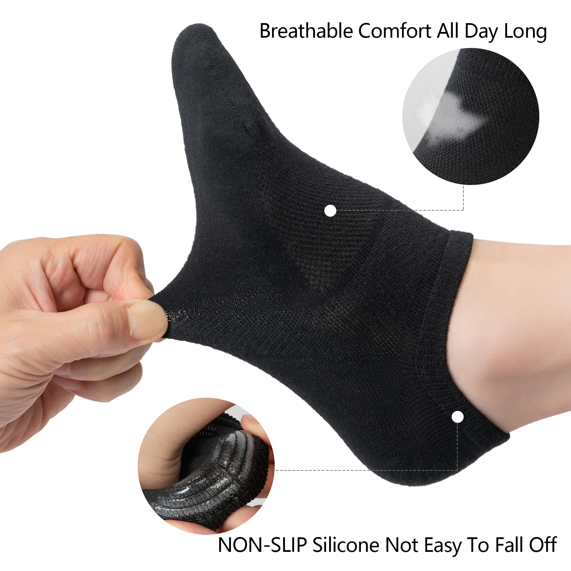 Women's No Show Socks 8-Pack - Non-Slip Invisible Ankle Socks for Running & Casual Wear