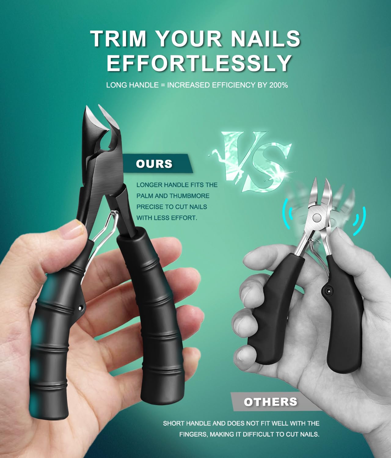**Professional Wide Jaw Thick Toenail Clippers for Men & Seniors – Heavy Duty Sharp Nail Cutter Set with Bamboo Handle – Podiatrist-Recommended Ingrown Toe Nail Tool Kit – Perfect for Thick Nails & Home Pedicure Care**
