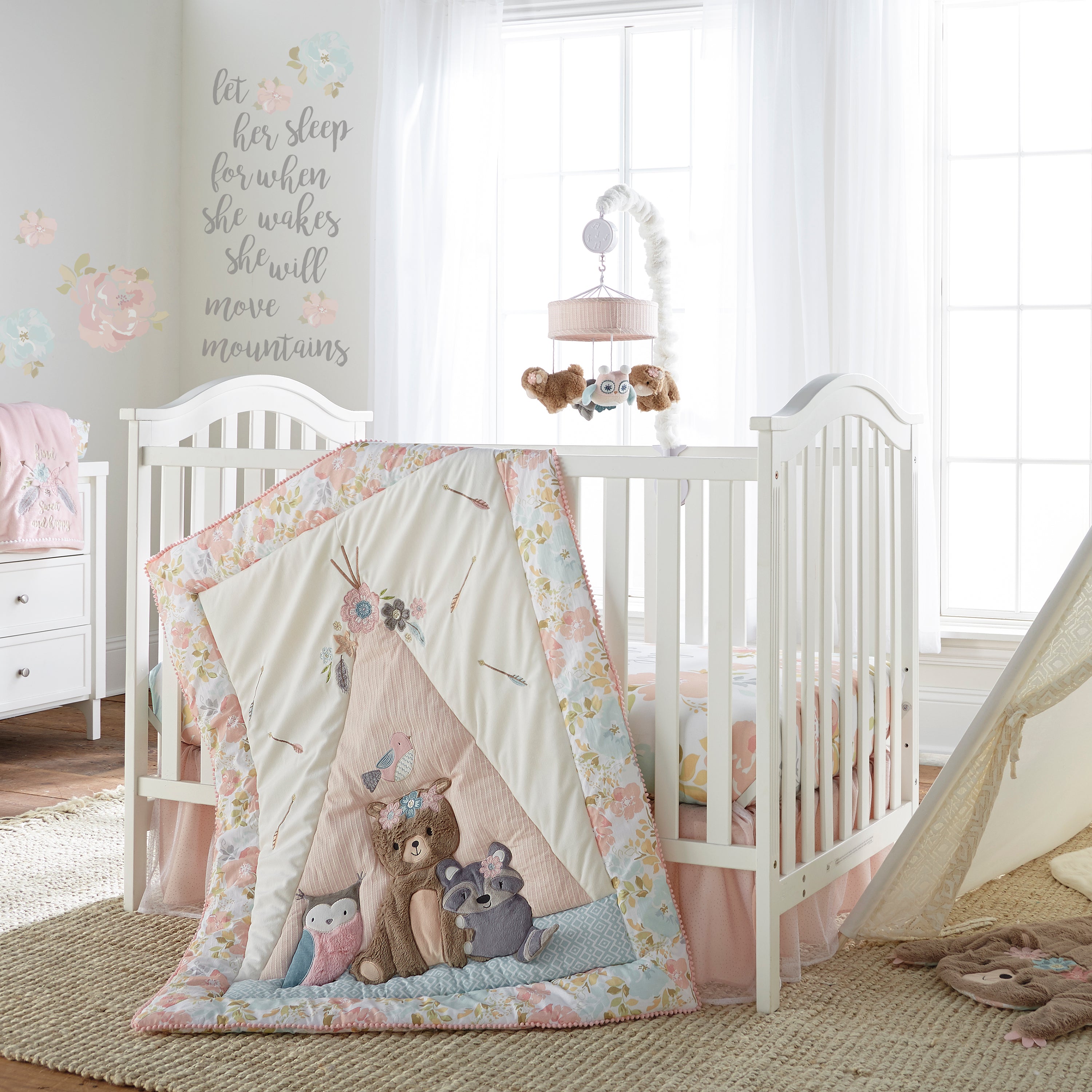 Malia Mini Crib Fitted Sheet - Soft 100% Cotton Crib Sheet with Cute Place Print - Perfect for Nursery, Daycare & Travel Cribs