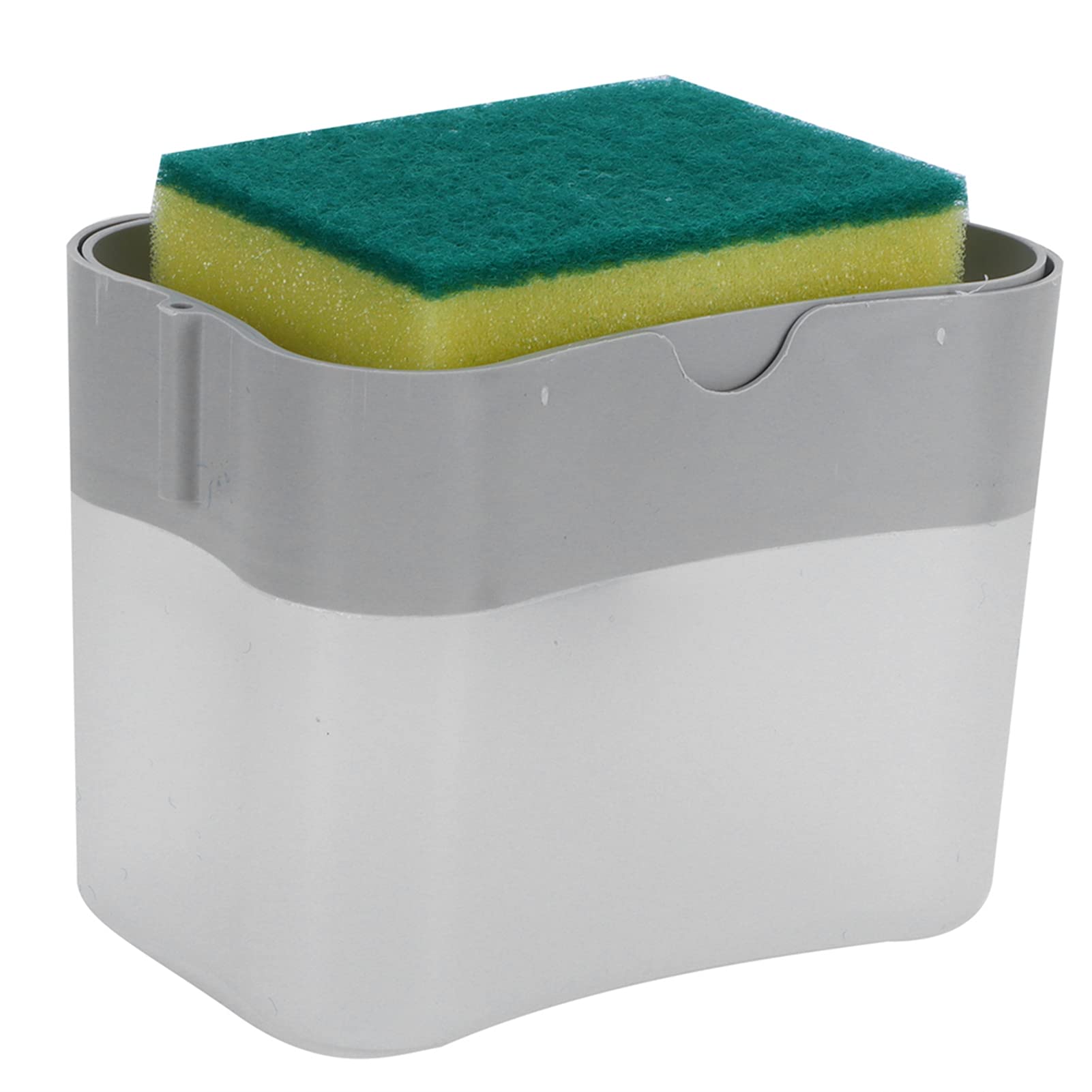 **Fdit 2-in-1 Press-Type Liquid Dispenser for Shampoo & Shower Gel - Household Detergent Storage Container with Cleaning Sponge (Grey) - Perfect for Bathroom, Kitchen & Travel Use**