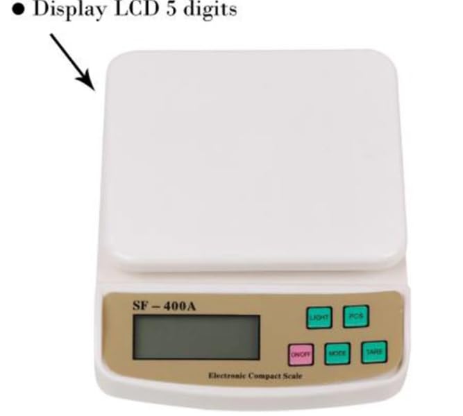 Qwid SF 400A Digital Kitchen Scale - 10kg/22lb Precision Electronic Food Scale with LCD Display, Multipurpose Measuring Scale for Baking, Cooking & Coffee - Compact White Kitchen Weighing Device for Home & Professional Use