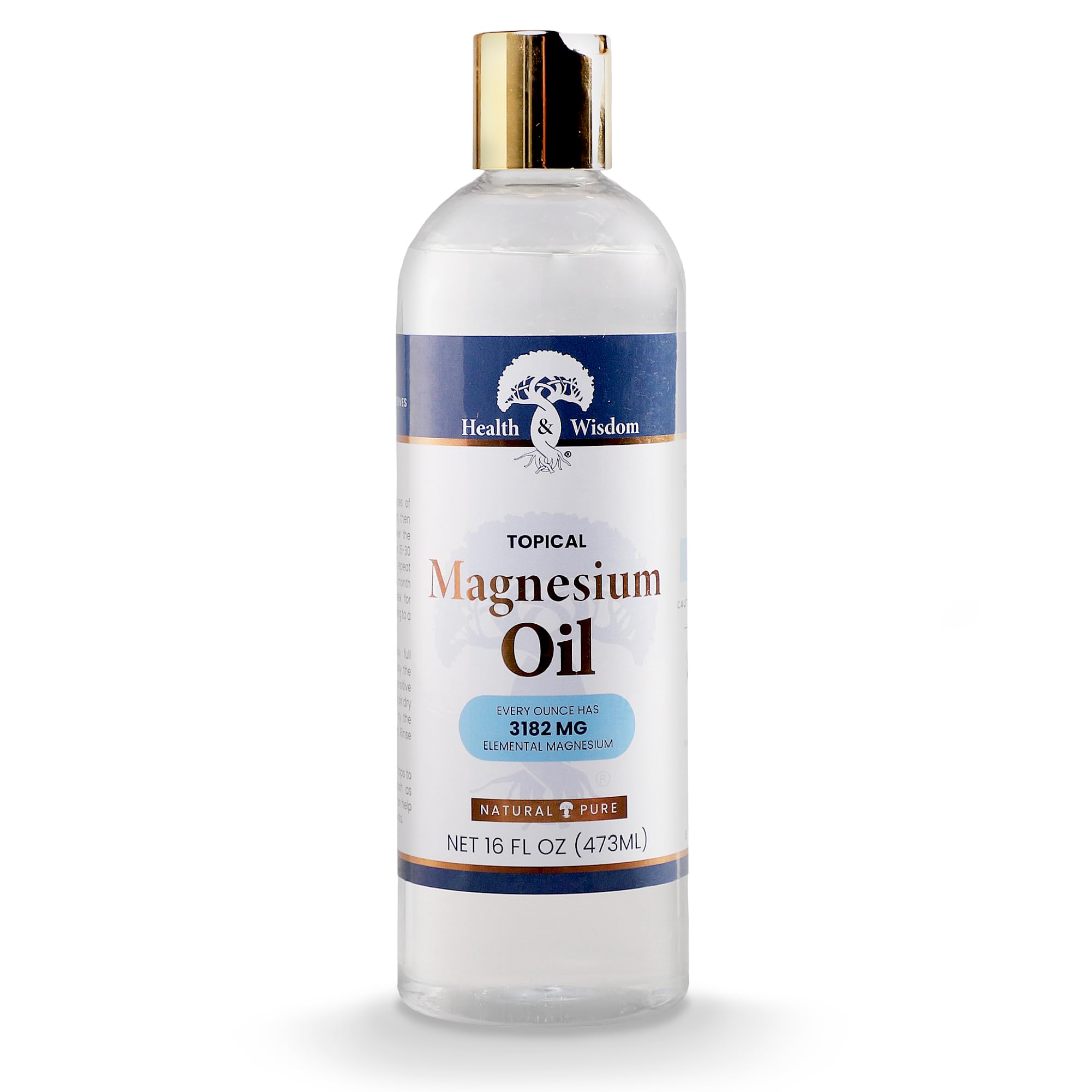 Health and Wisdom Pure Magnesium Oil for Feet, Bath & Massage - Transdermal Magnesium Chloride Oil (16 Fl Oz) | Relieve Muscle Pain, Improve Sleep & Relaxation