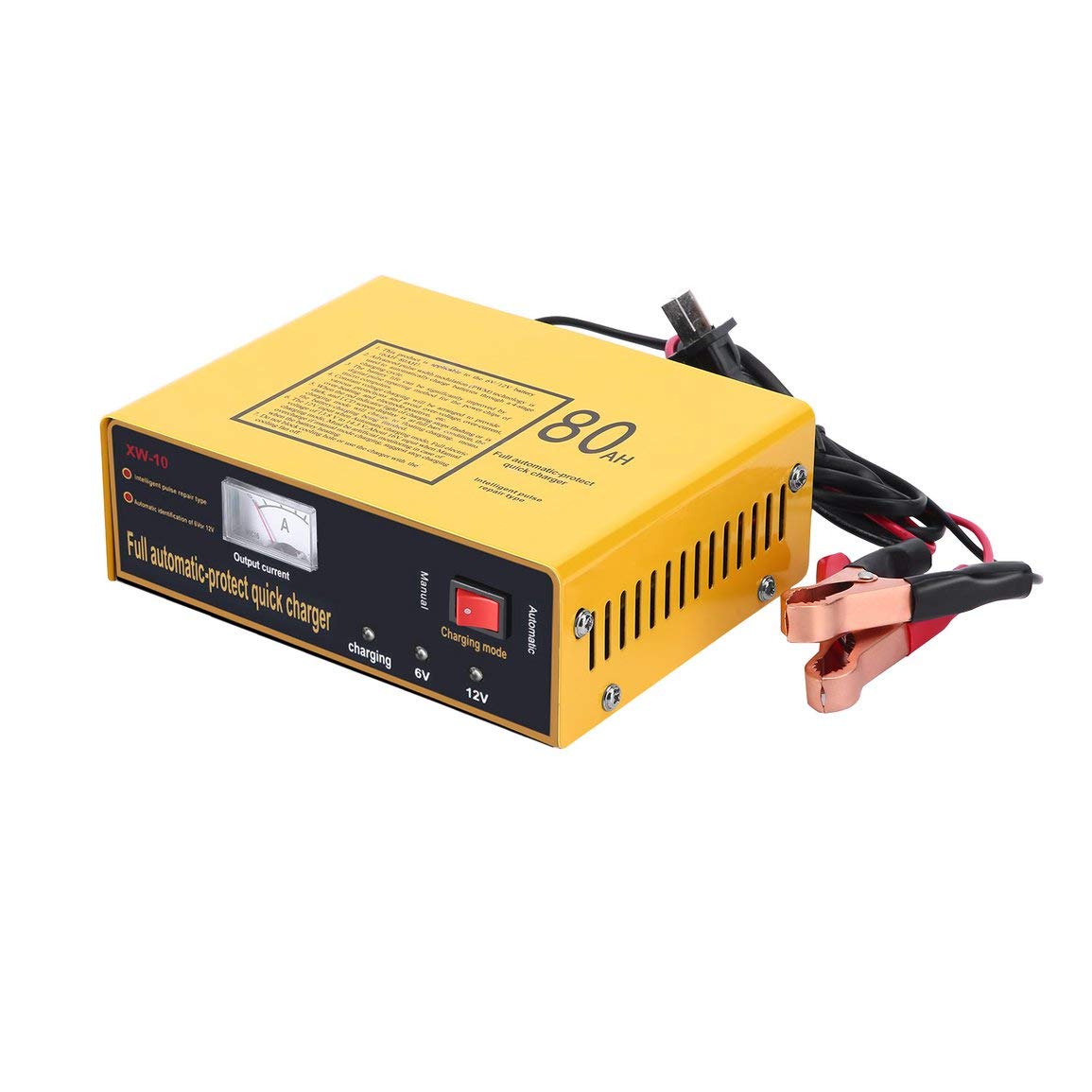 6V/12V 80AH 140W Full Automatic Smart Car Battery Charger with Negative Pulse Technology - Fast Charging & Battery Protection for Cars, Trucks, Motorcycles, RVs & Marine Vehicles