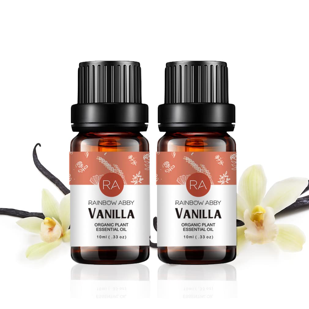 2 Bottles 100% Pure Premium Vanilla Essential Oil - 10ml Each for Aromatherapy, Diffuser, Massage & Skin Care - Perfect for Relaxation, Stress Relief & Home Fragrance