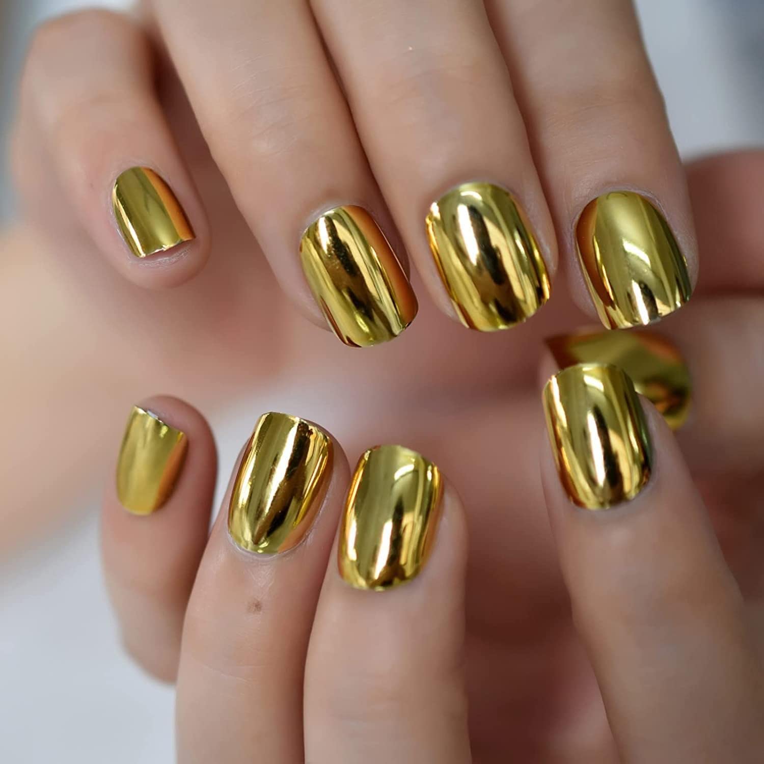 24-Piece Long French Artificial Nails Set with Free Application Kit - Full Nail Extension for Salon Quality Manicures at Home (Gold) | Perfect for Weddings, Parties & Special Occasions