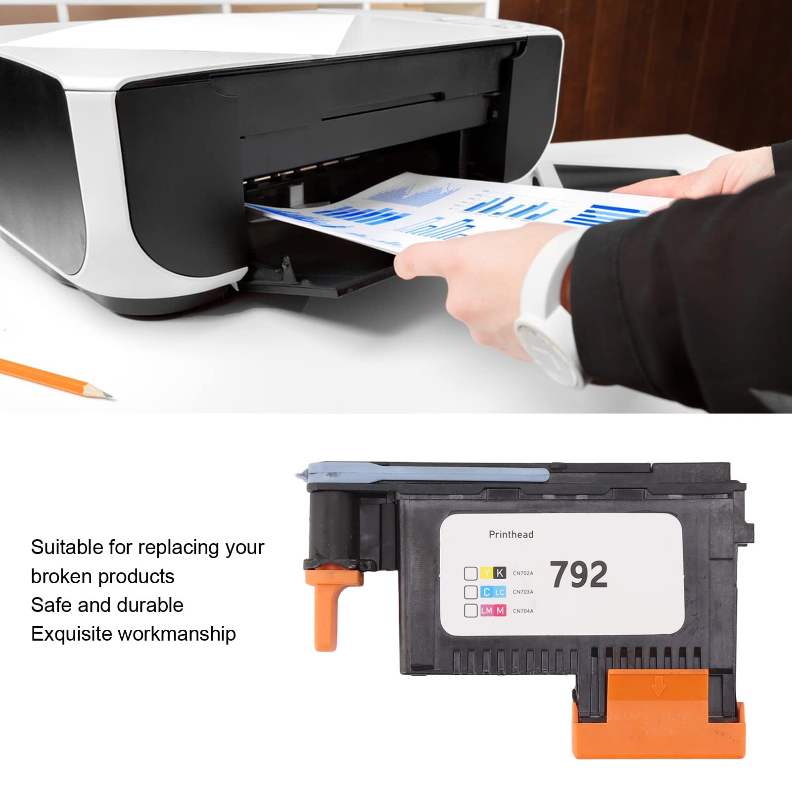 BORDSTRACT Replacement Printhead - Rustproof & Colorfast Transparent BK Y Printer Printhead for Inkjet Printers | Ideal for Home Office & Small Business Printing