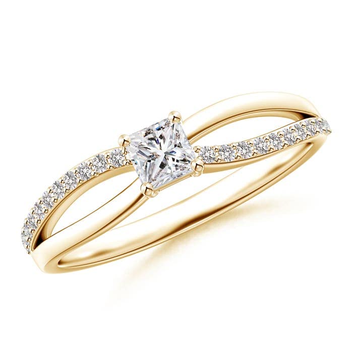 Angara 14K Solid Gold/Platinum Natural Diamond Solitaire Ring for Women | April Birthstone Jewelry Gift for Her | Perfect for Birthday, Wedding, Anniversary & Engagement | Elegant Everyday Wear & Special Occasions