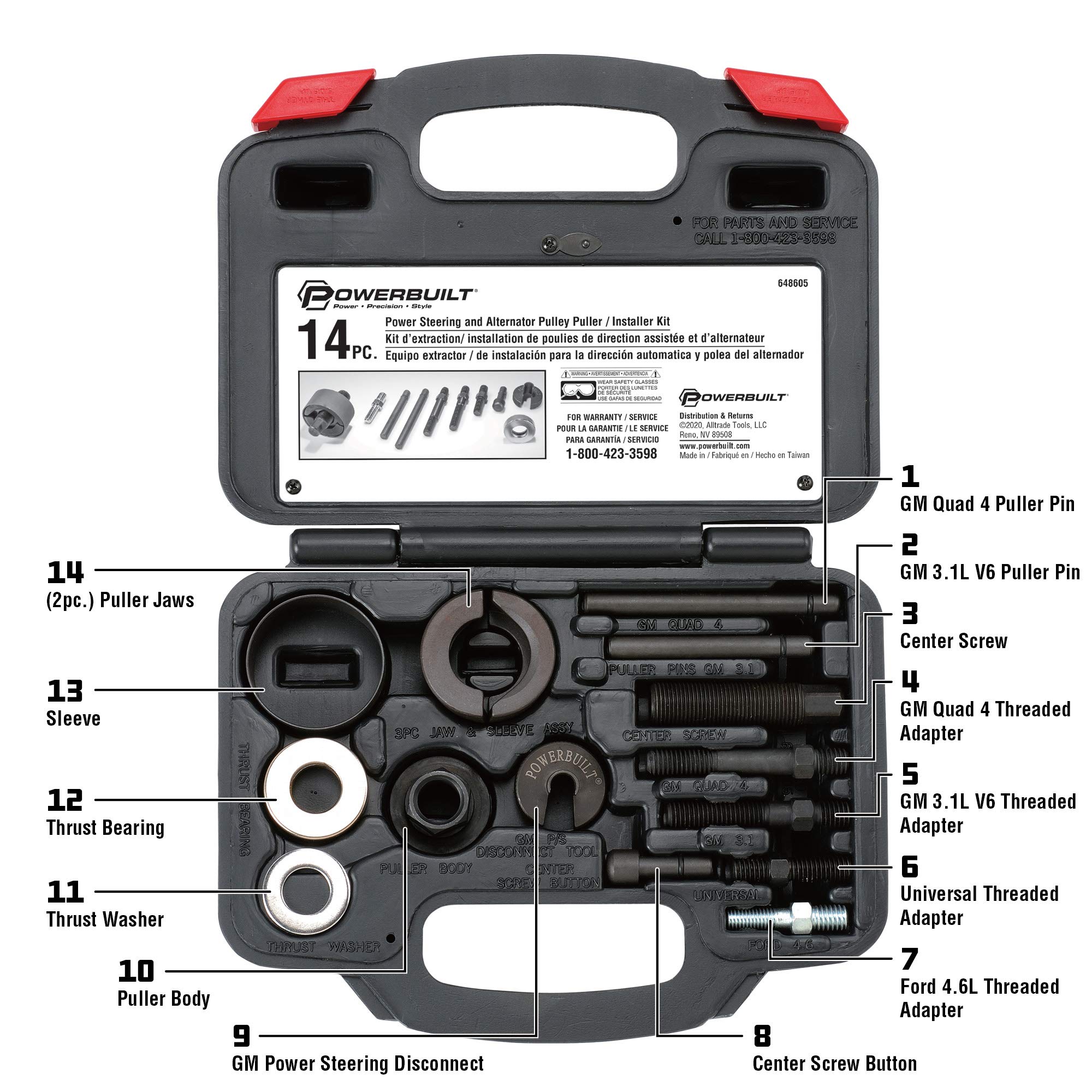 Powerbuilt Power Steering Pulley and Alternator Pulley Tool Set with Cardone New Power Steering Pump Pulley - Professional Automotive Repair Kit for DIY Car Maintenance & Engine Repair