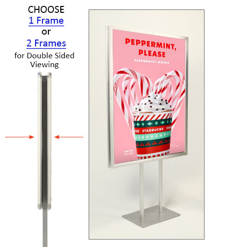 Double Pole Floor Stand 17x22 Sign Holder | 2.5