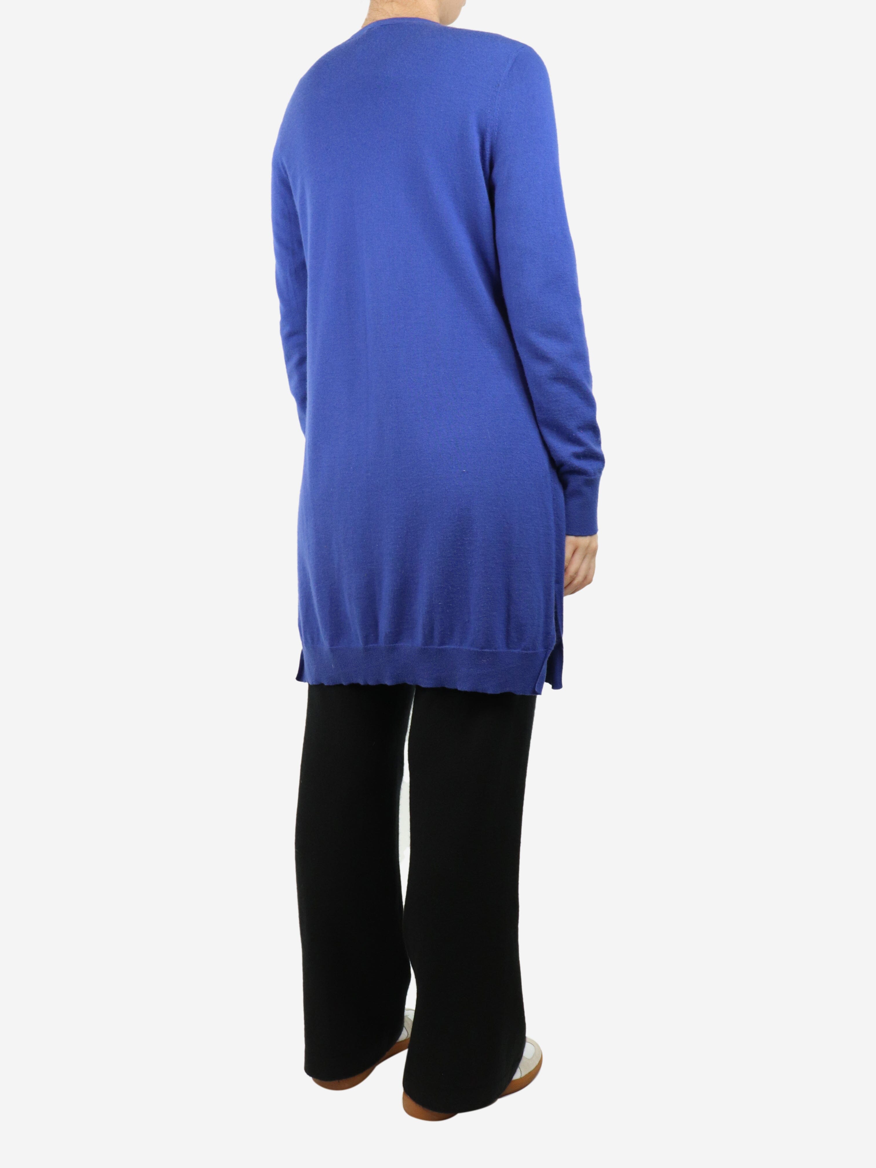 Luxury Blue Cashmere Knit Cardigan & Jumper Set - UK Size 12 | Soft Warm Winter Outfit for Women | Perfect for Office, Dating & Holiday Gatherings