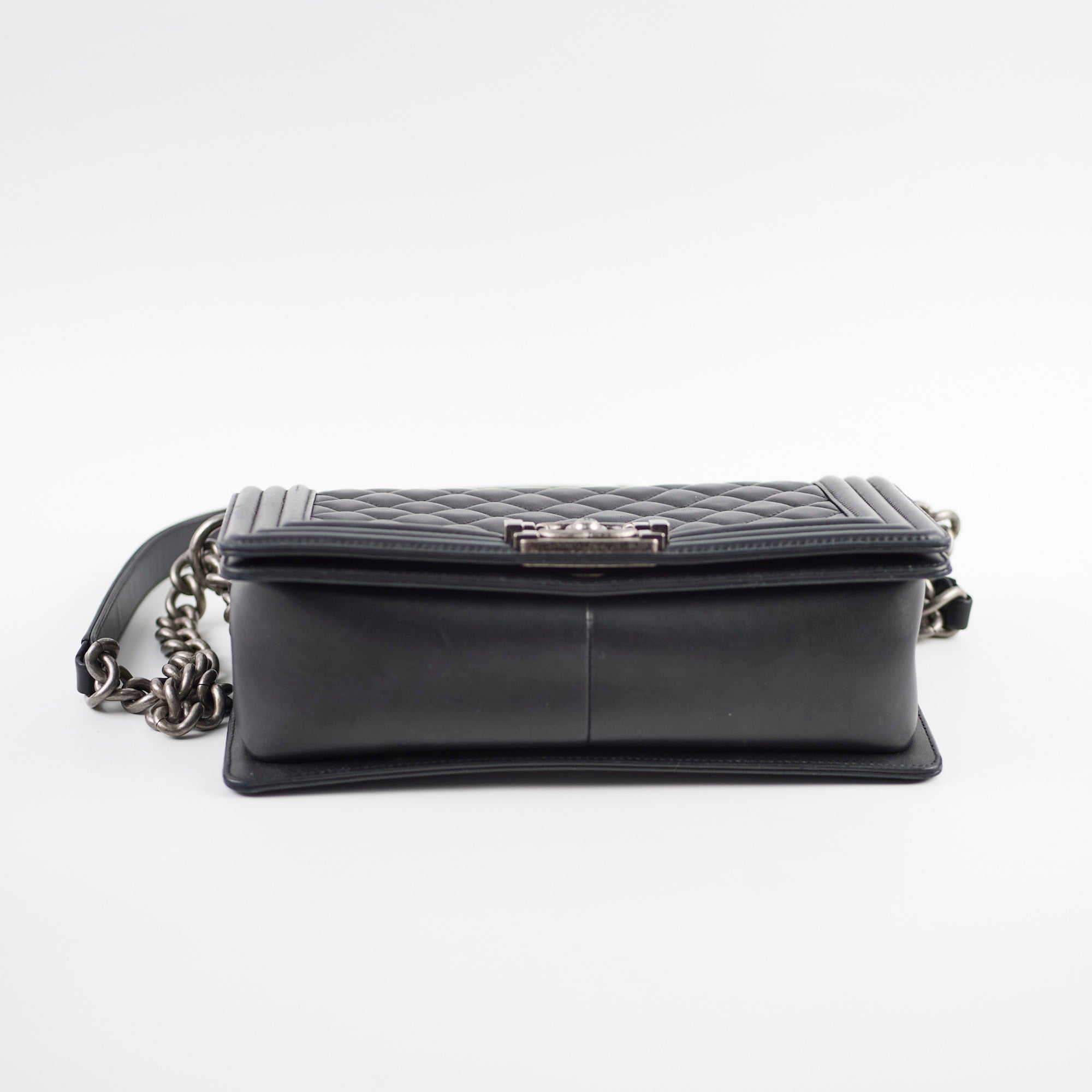 Chanel Old Medium Boy Bag Black Lambskin Leather 23 Series - Luxury Handbag for Women, Perfect for Parties, Work & Everyday Use