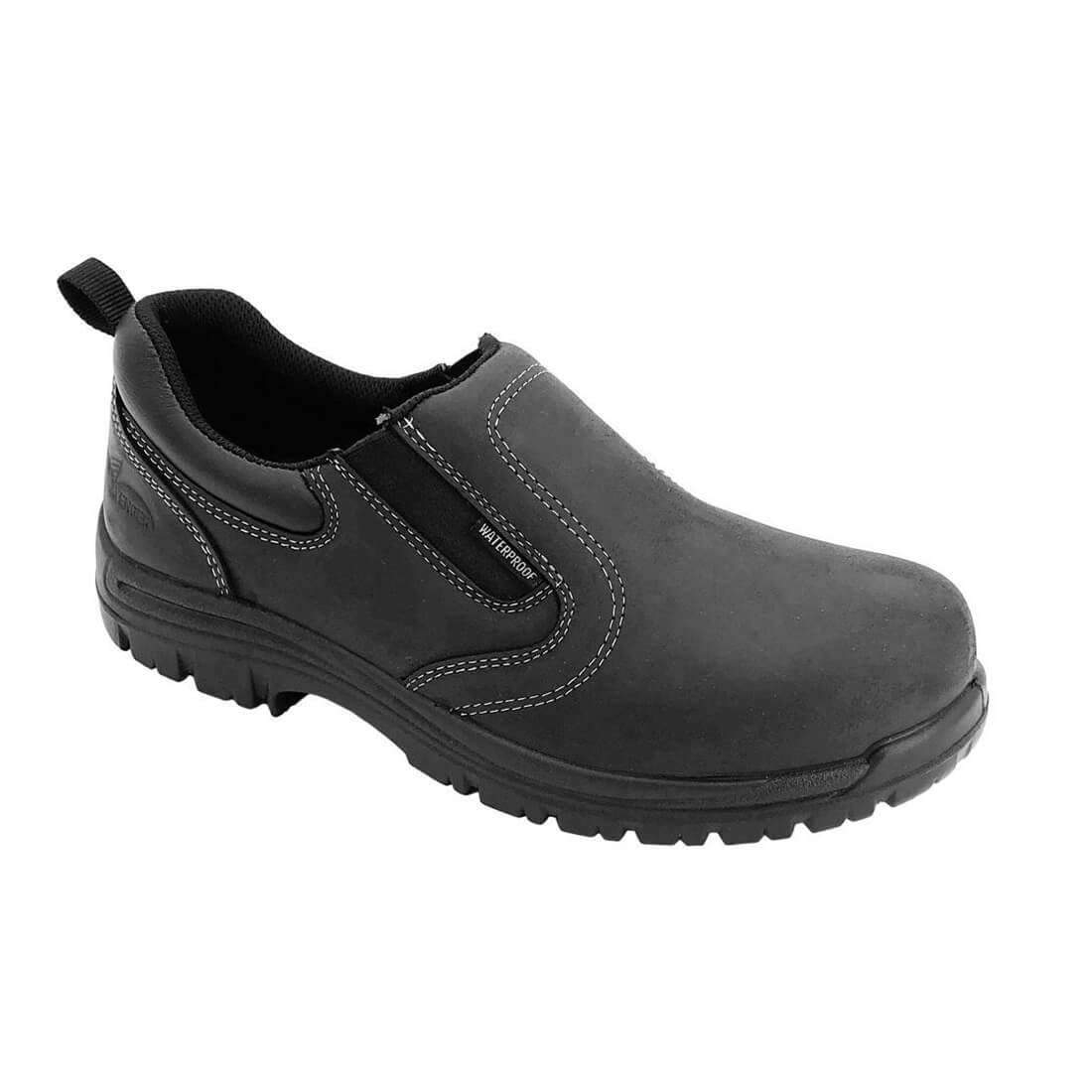Foreman Waterproof Composite Toe Slip-On Work Shoes for Men - Black Safety Boots for Construction, Warehouse & Outdoor Work