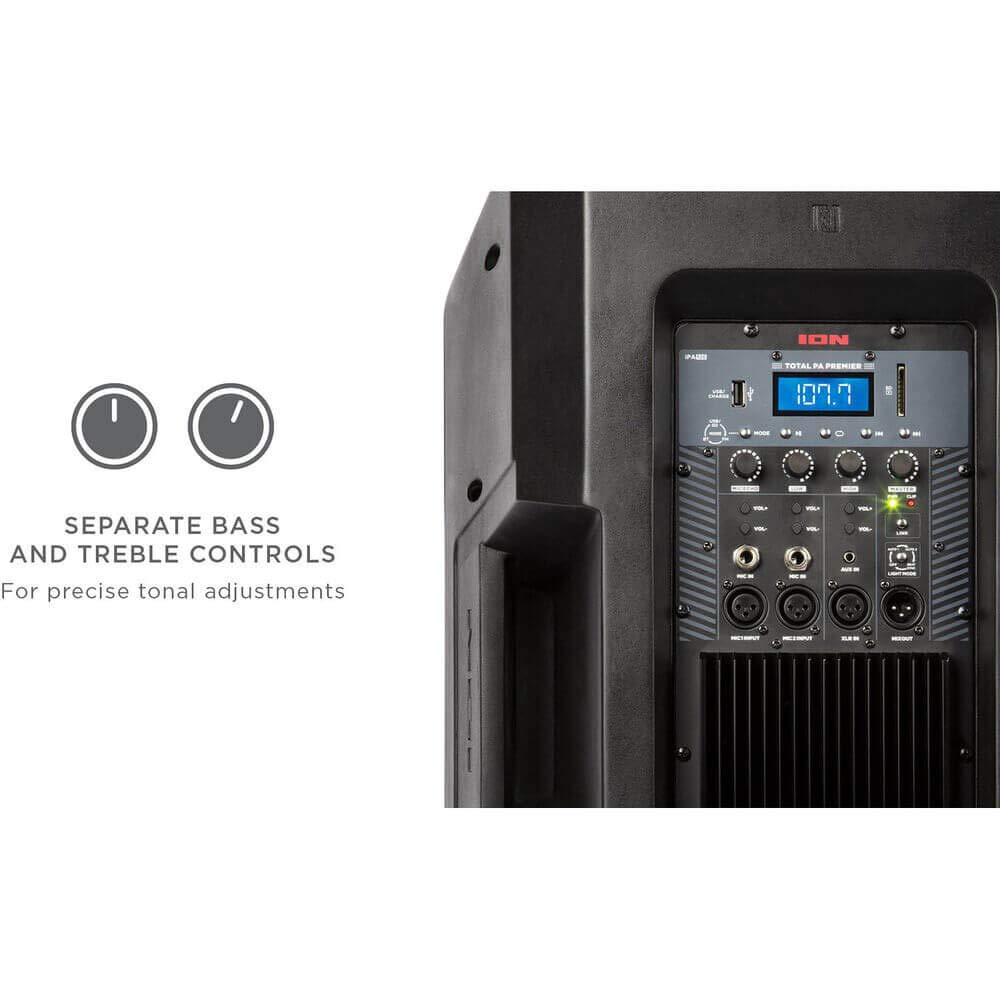 ION Audio Total PA Premier 500W High Power Bi-Amplified Bluetooth PA System with LED Lights - Perfect for Outdoor Events, Parties, and Live Performances