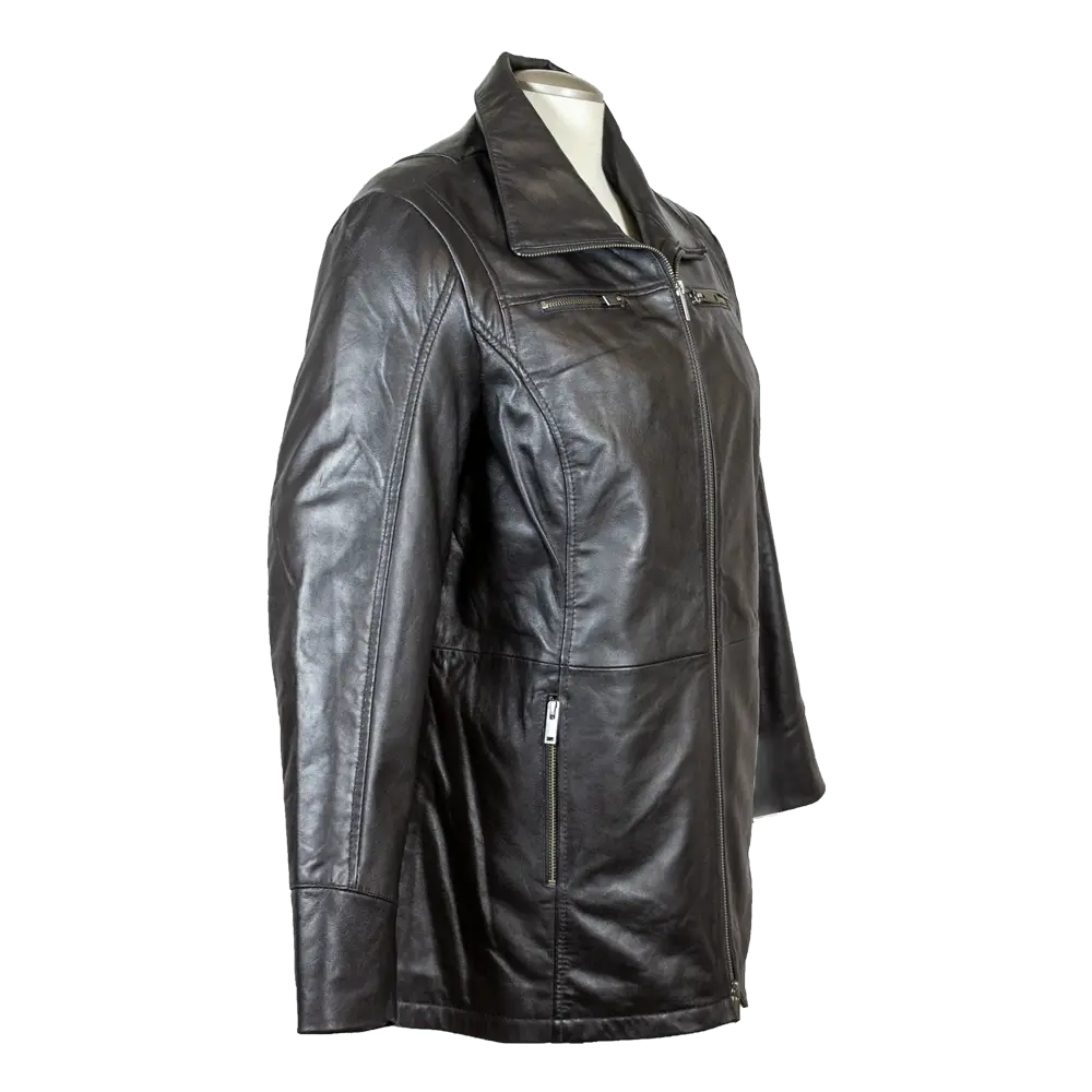 BOL Women's Long Zip-Up Leather Jacket - Stylish Outerwear for Fall & Winter | Perfect for Casual Outfits, Motorcycle Riding & Night Out